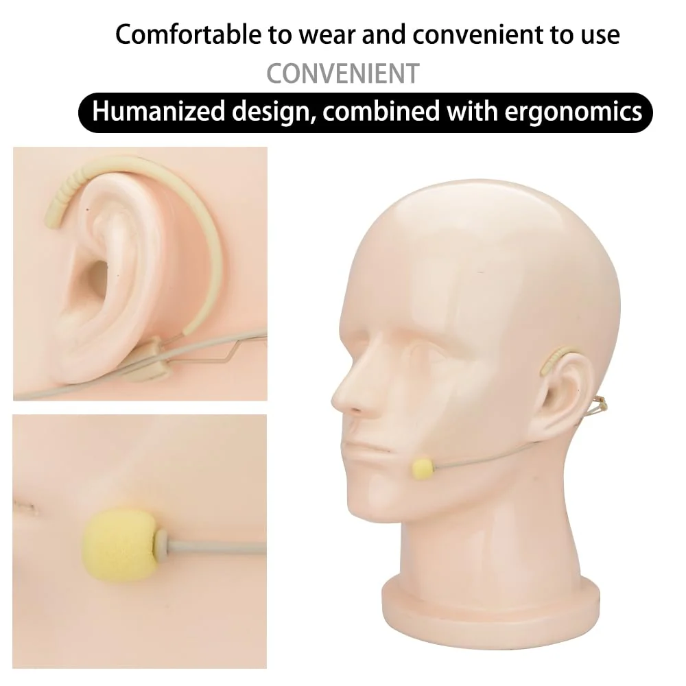 YXG Headworn Earset Over Ear Hanging Mic Beige Low Profile Light-Weight Microphone Compatible with AKG Wireless System Bodypack Transmitter,with 1.45m Cable Mini XLR Plug - Image 3