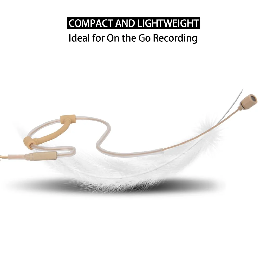 YXG Headworn Earset Over Ear Hanging Mic Beige Low Profile Light-Weight Microphone Compatible with Sennheiser Wireless System Bodypack Transmitter, with 3.5mm Female Screw Plug - Image 7