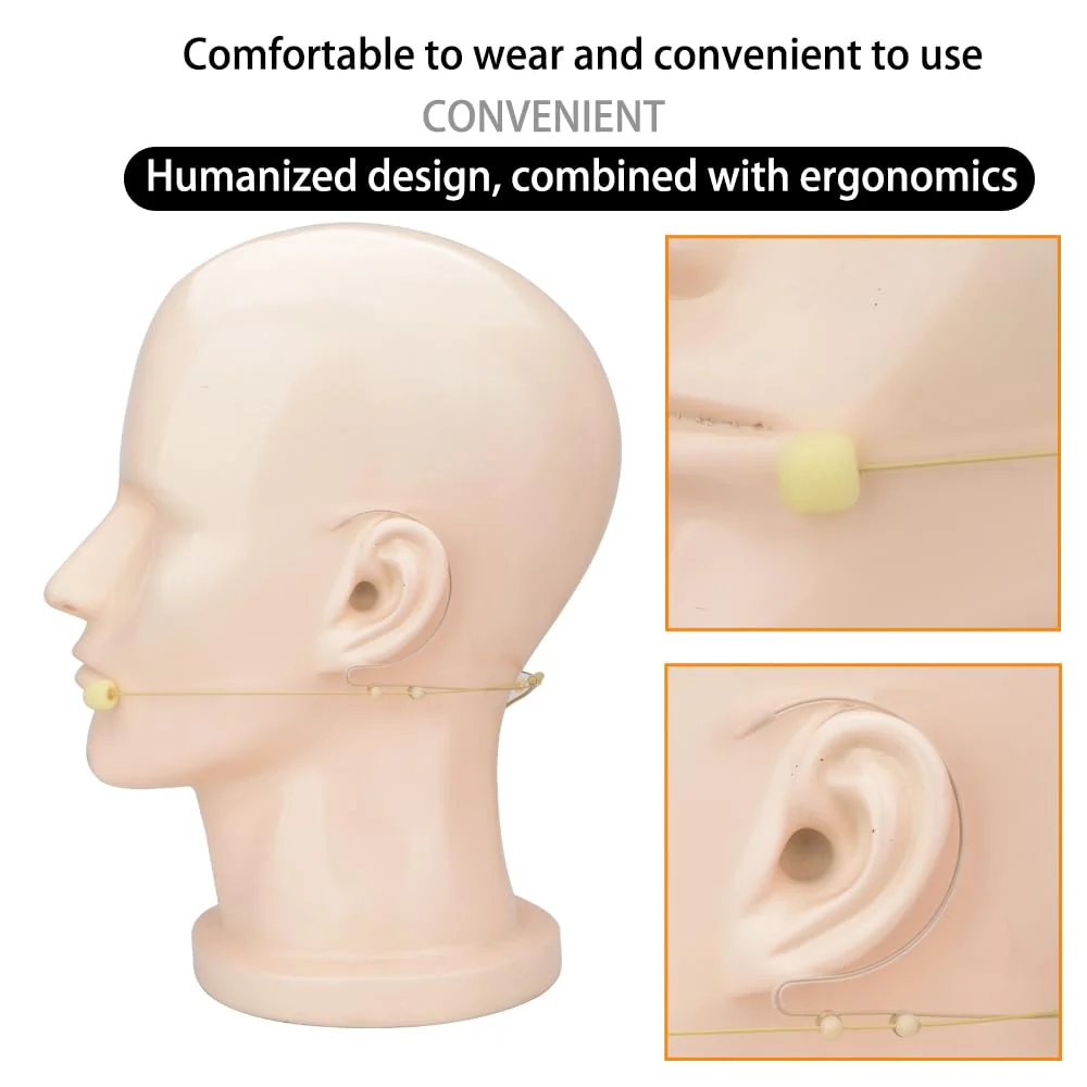 YXG Headworn Earset Over Ear Hanging Mic Beige Low Profile Light-Weight Microphone, with1.45m Cable 3.5mm Thread Screw Lock Head，for Wireless System & Body/Belt Pack Transmitter - Image 3