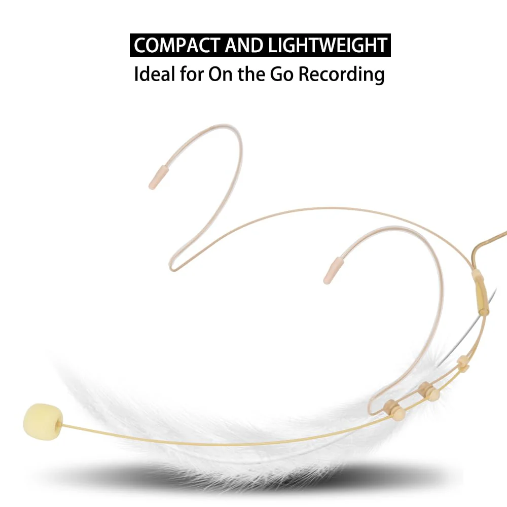 YXG Headworn Earset Over Ear Hanging Mic Low Profile Light-Weight Microphone Compatible with Shure Wireless System Bodypack Transmitter with 1.45m Cable Mini XLR 4 Pin TA4F Plug(Skin Tone), Beige MIC - Image 9