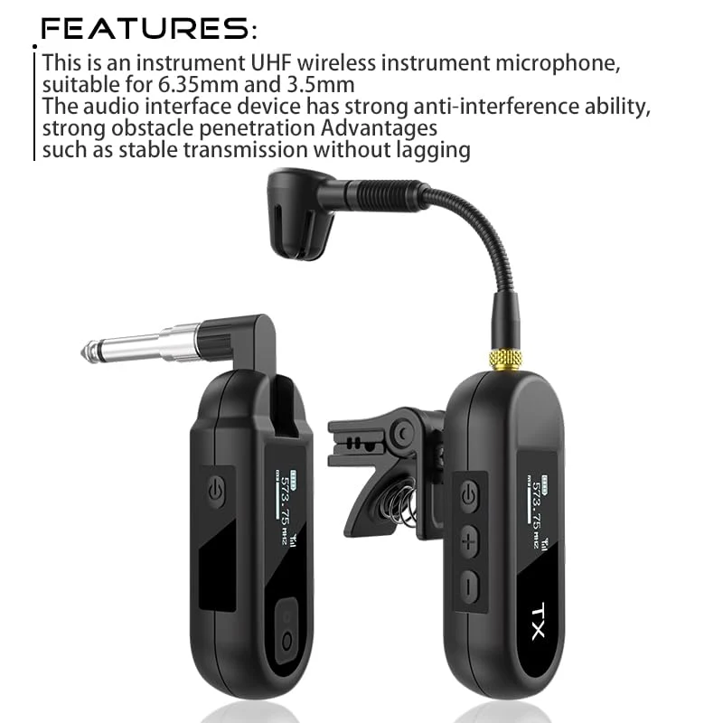 YXG Wireless UHF Saxophone Microphone System, Clip-On Instrument Microphone for Sax and Trumpet, Preset EQ & Echo Level 100 Ft Transmission Rechargeable Compact Transmitter and Receiver 8 Hours M-03 - Image 4