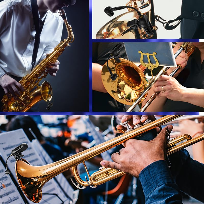 YXG Wireless UHF Saxophone Microphone System, Clip-On Instrument Microphone for Sax and Trumpet, Preset EQ & Echo Level 100 Ft Transmission Rechargeable Compact Transmitter and Receiver 8 Hours M-03 - Image 5