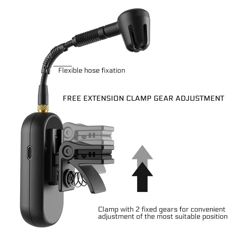 YXG Wireless UHF Saxophone Microphone System, Clip-On Instrument Microphone for Sax and Trumpet, Preset EQ & Echo Level 100 Ft Transmission Rechargeable Compact Transmitter and Receiver 8 Hours M-03 - Image 8