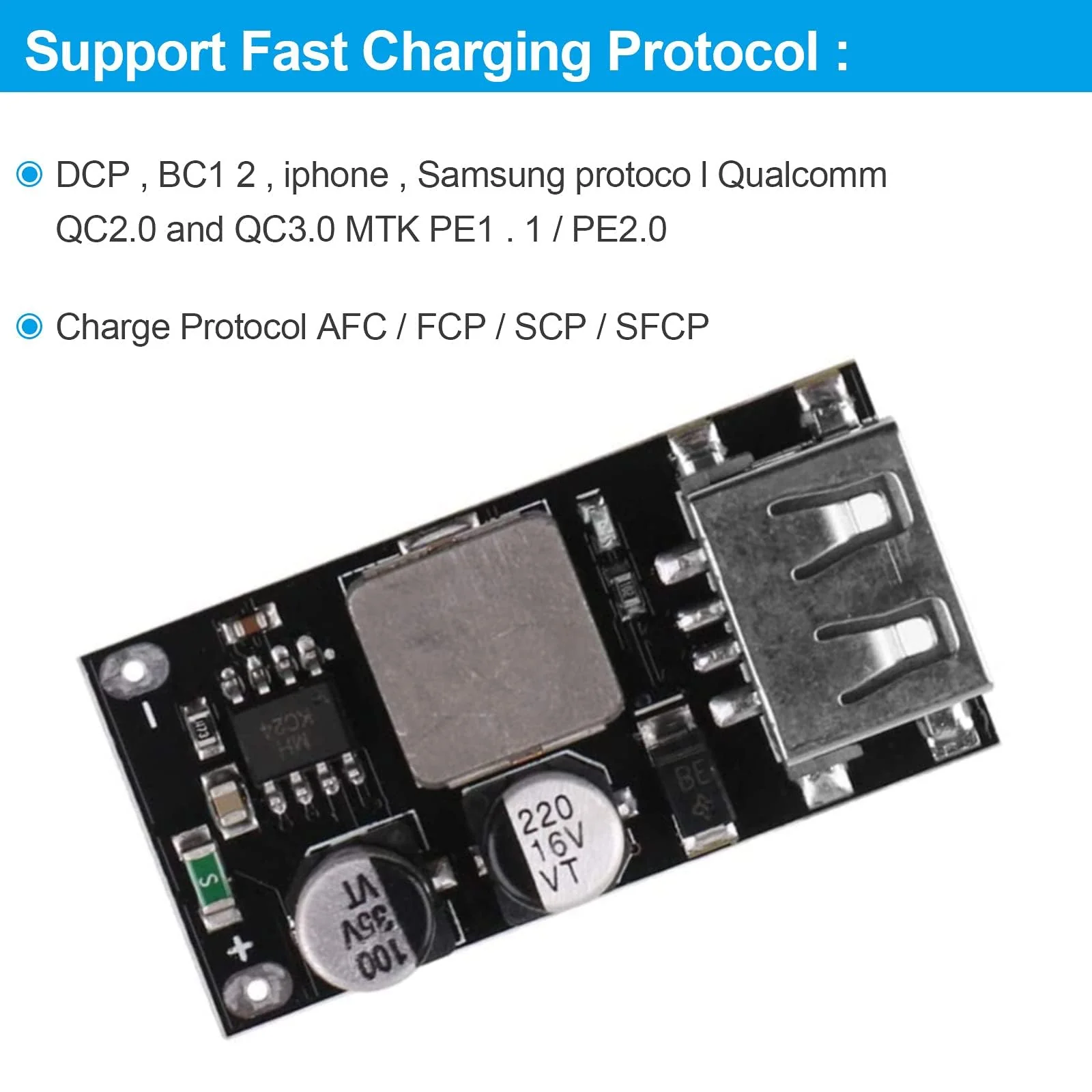 zalati DC-DC Power Buck Module Step-Down Converter Power Supply Voltage Regulator Compatible with QC2.0 QC3.0 FCP PD AFC - 1 Port - Image 4