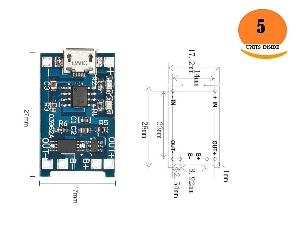 zalati Lithium Battery Charging Module 10pcs 1A Power Input Modules Charging Board with Protection - Micro USB - Image 6