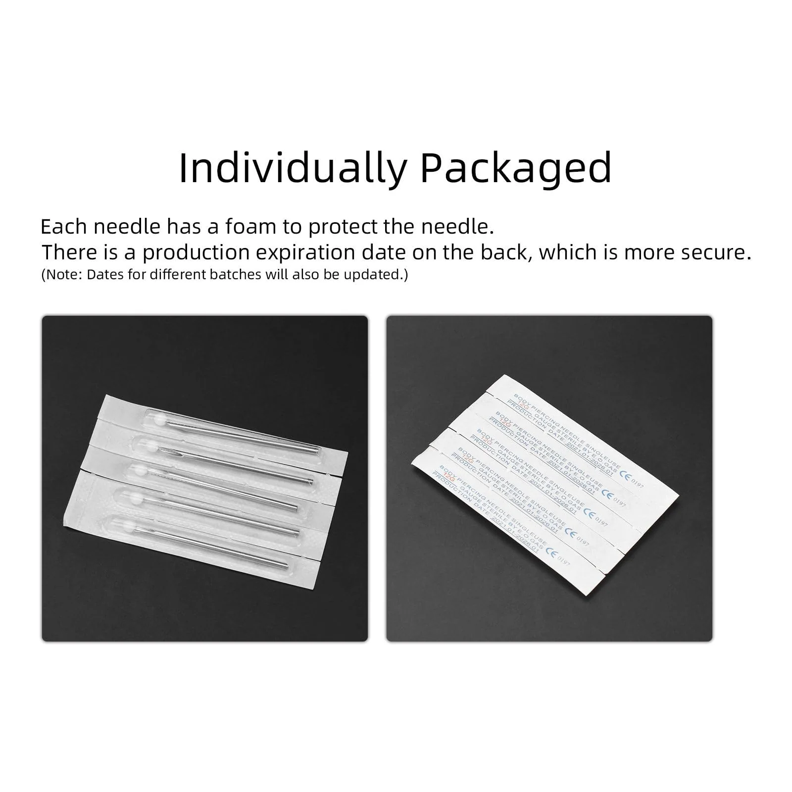 zalati Piercing Needles 10pcs Disposable Body Puncture Needles Stainless Steel Single Pack with Spone Cover Ball for Ear, Nose, Lip, Navel Piercing - 14g 14G Piercing Needles - Image 5