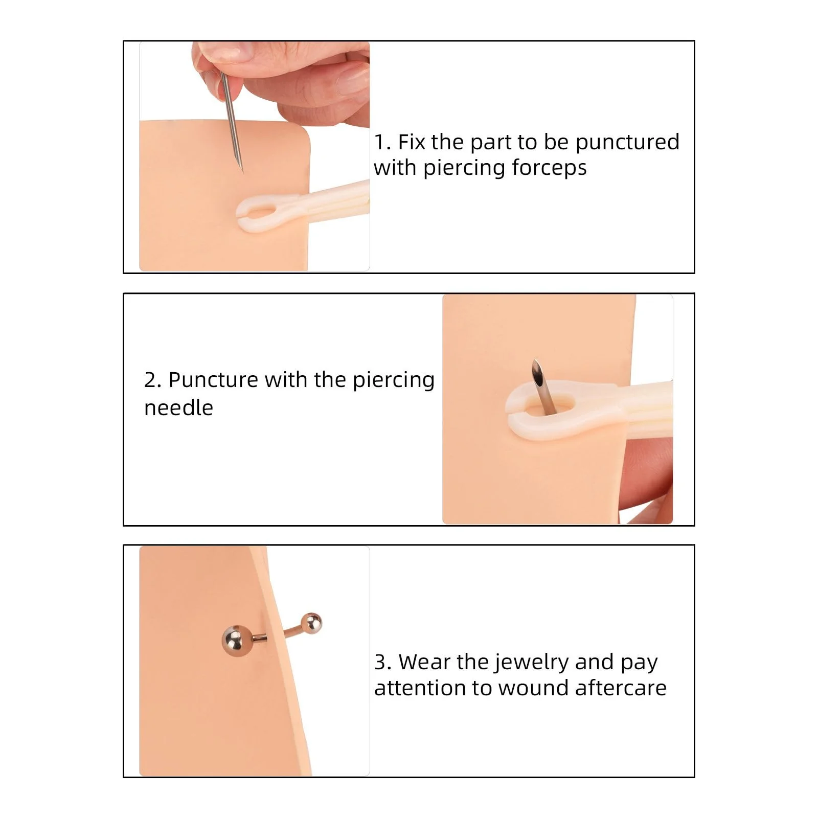 zalati Piercing Needles 10pcs Disposable Body Puncture Needles Stainless Steel Single Pack with Spone Cover Ball for Ear, Nose, Lip, Navel Piercing - 14g 14G Piercing Needles - Image 6