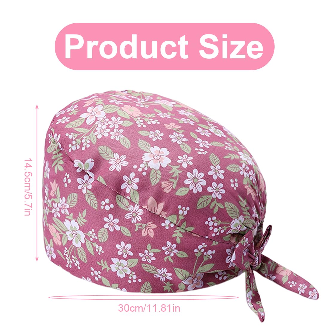 ZAMXHUG 2pcs Surgical Cap Adjustable with Button Work Cap Cotton Print Nurses Cap Unisex Dust Cap for Doctors, Nurses a - Image 2