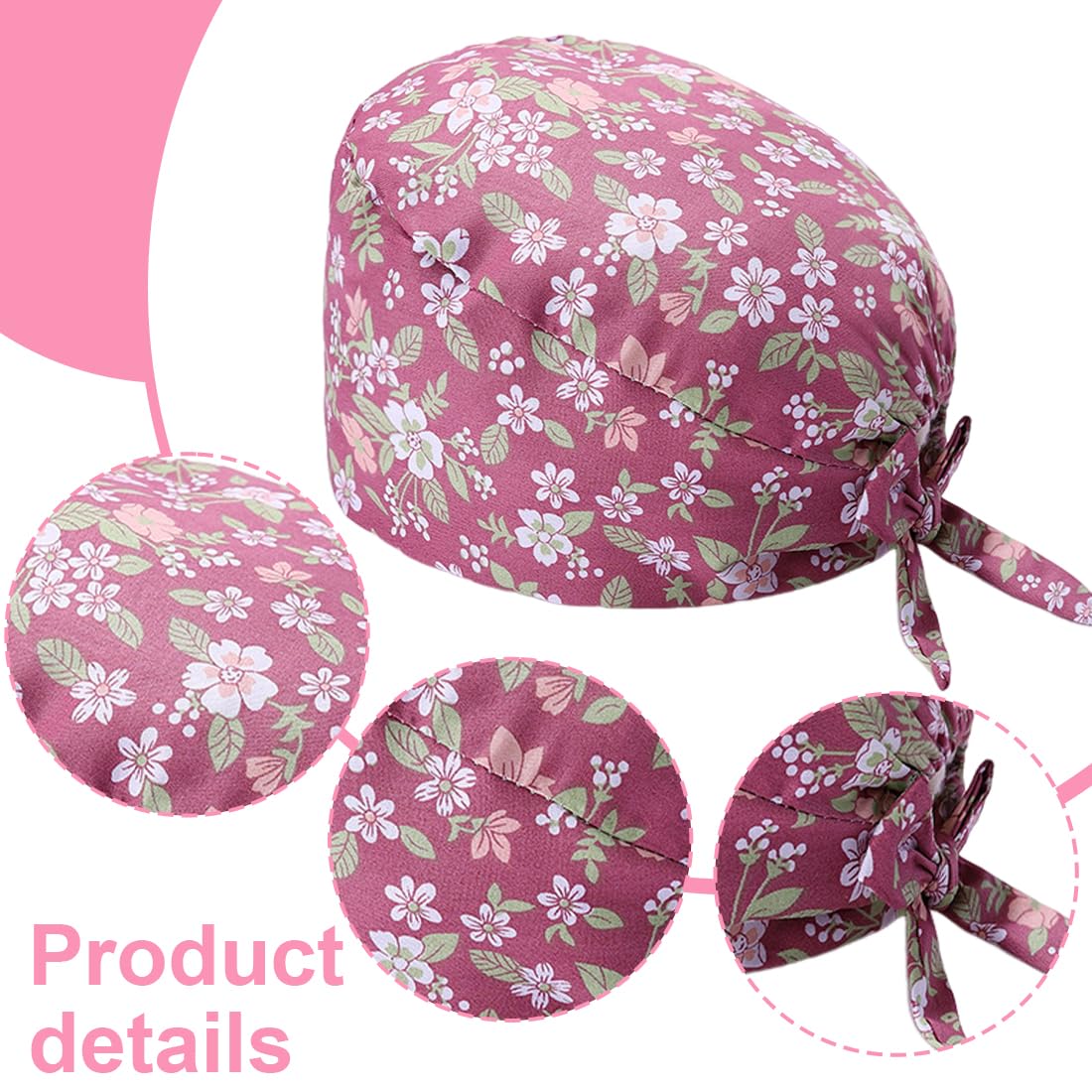 ZAMXHUG 2pcs Surgical Cap Adjustable with Button Work Cap Cotton Print Nurses Cap Unisex Dust Cap for Doctors, Nurses a - Image 3