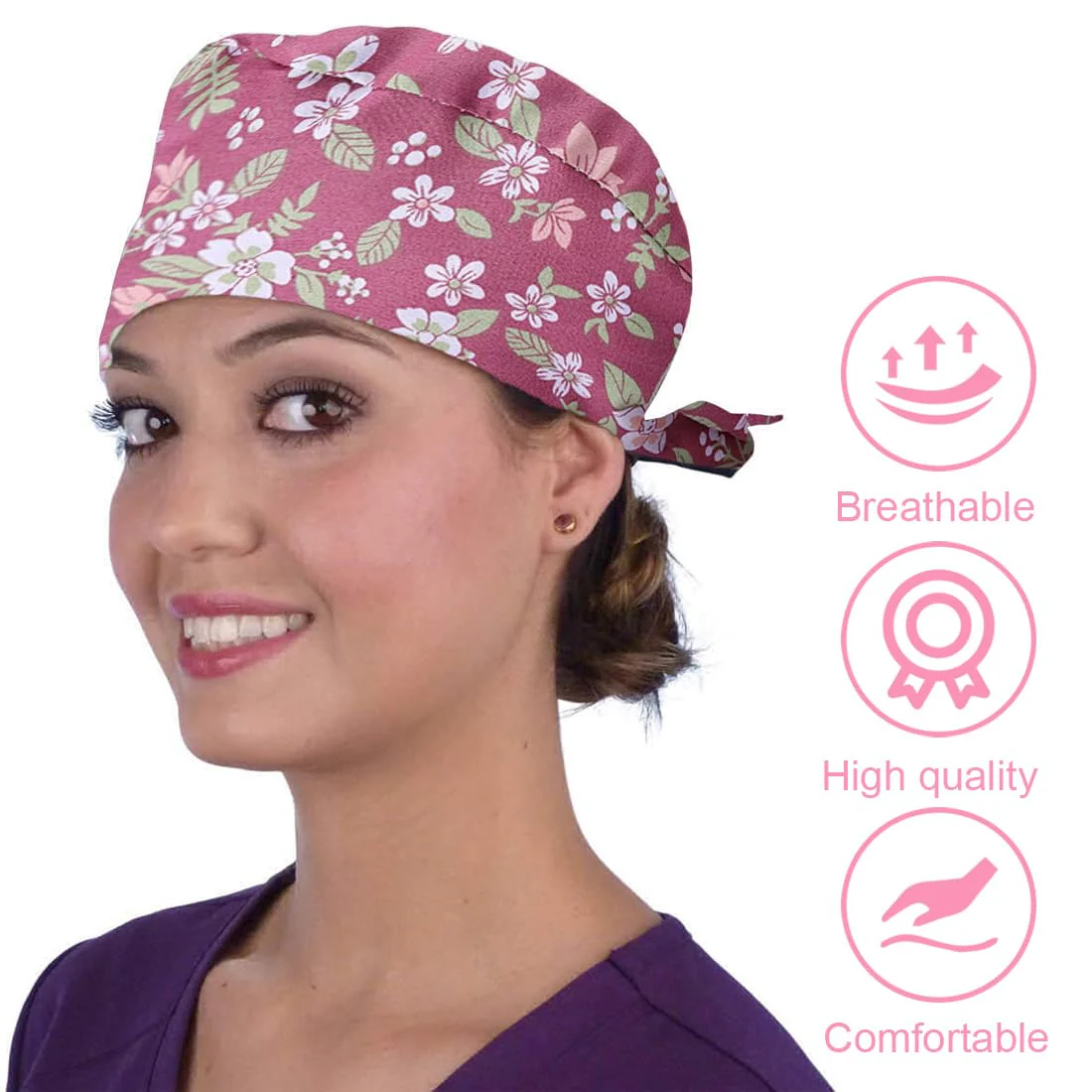 ZAMXHUG 2pcs Surgical Cap Adjustable with Button Work Cap Cotton Print Nurses Cap Unisex Dust Cap for Doctors, Nurses a - Image 5