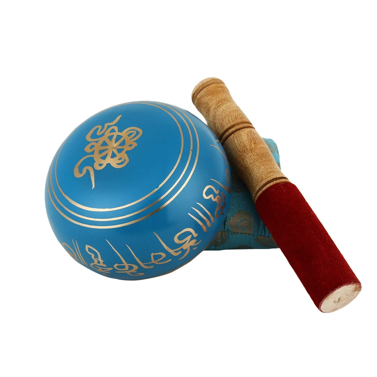 Zap Impex Tibetan Meditation Om Mani Singing Bowl/Cushion/Mallet (4 Inch, BLUE) - Image 3