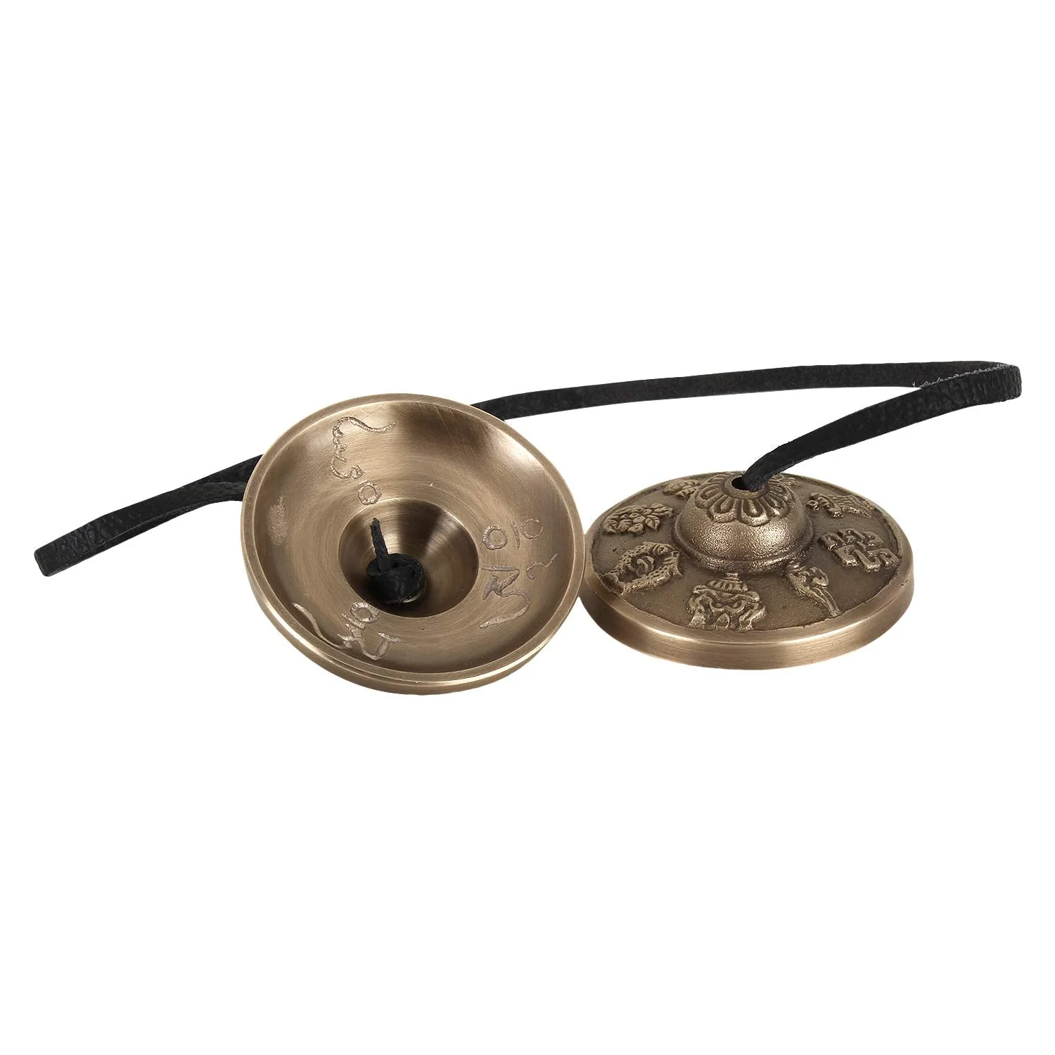 Zap Impex Tingsha Tibetan Style Meditation Bell Manjeera 2.1" 8 Lucky Symbols Embossed - Image 3