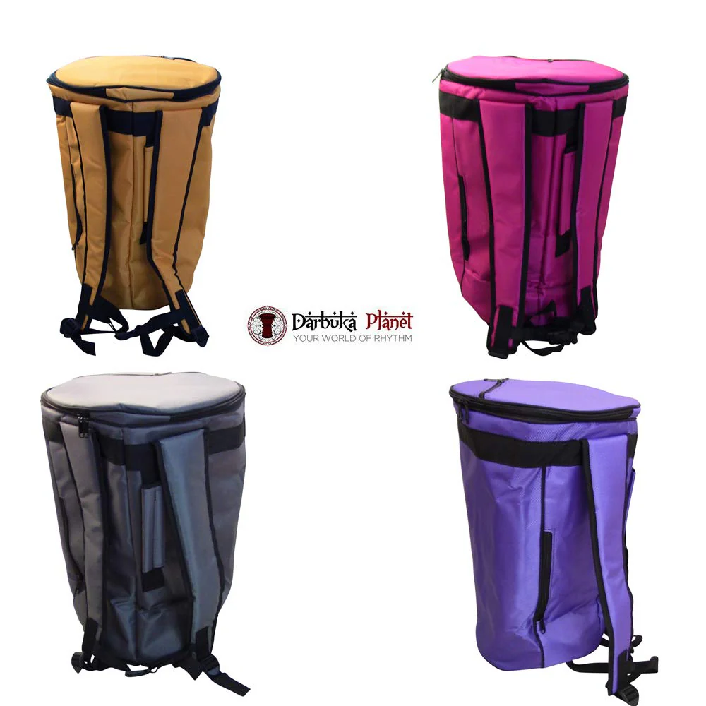 Zaza Percussion - Large Colorful 18'' Darbuka Doumbek Premium Padded Nylon Fabric Gig-Bag (Gray) Gray - Image 4