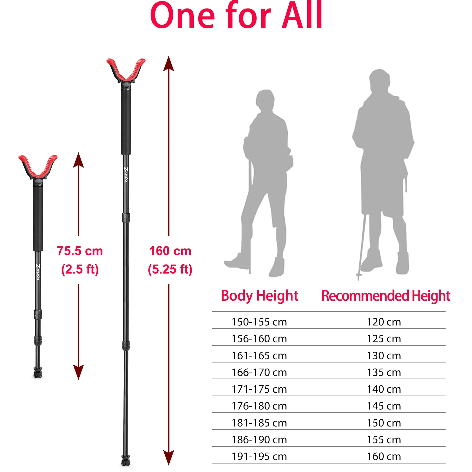 Zeadio Monopod Shooting Stick Rest with High Density Foam Grip, Twist-Style Locking Leg, and Non-Marring V-Yoke Shooting Rest Head for Shooting and Outdoor Long - Image 2