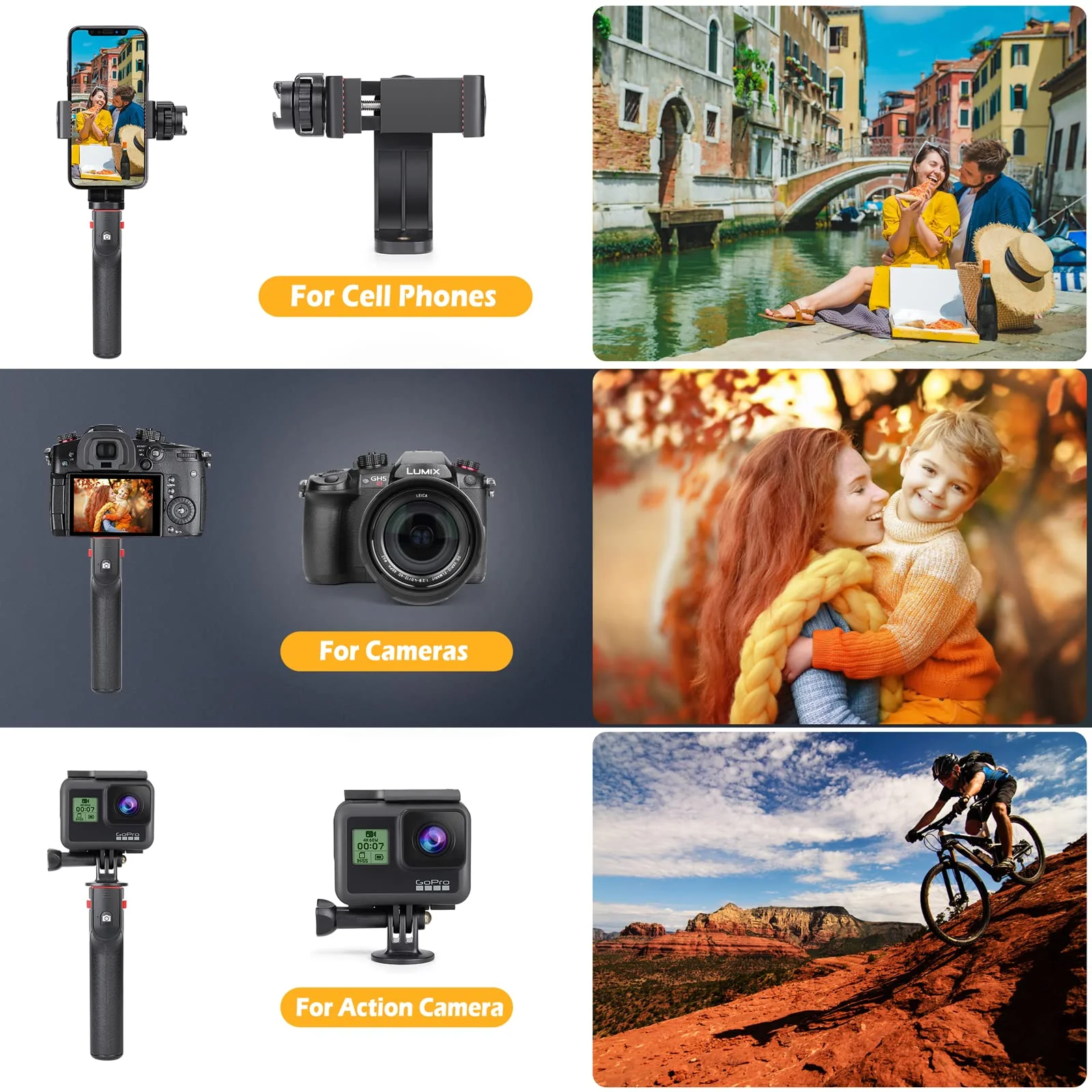 Zeadio Smartphone Stabilizer Grip, Cellphone Video Rig Tripod Mount Holder, with Wireless Remote Shutter for All iPhone and Android Smartphones - Image 7