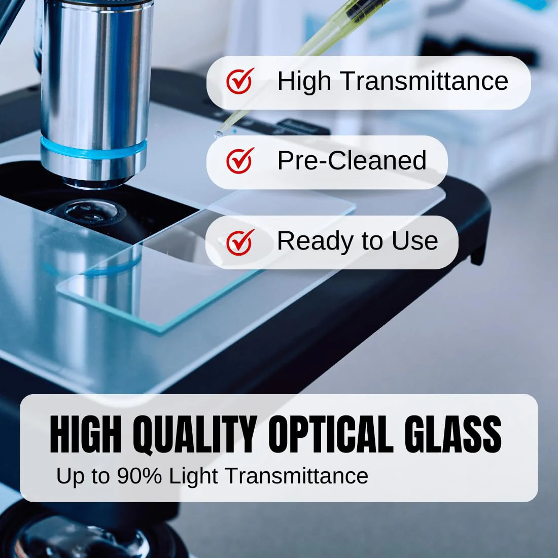 ZEEGOO Microscope Slides and Covers, Pre-Cleaned Optical Glass, High Light Transmittance, 100 Slides + 200 Coverslips, Ground Edges & 45° Corners, Fits Most Microscopes, Classroom, Lab & Home Use 300 - Image 2