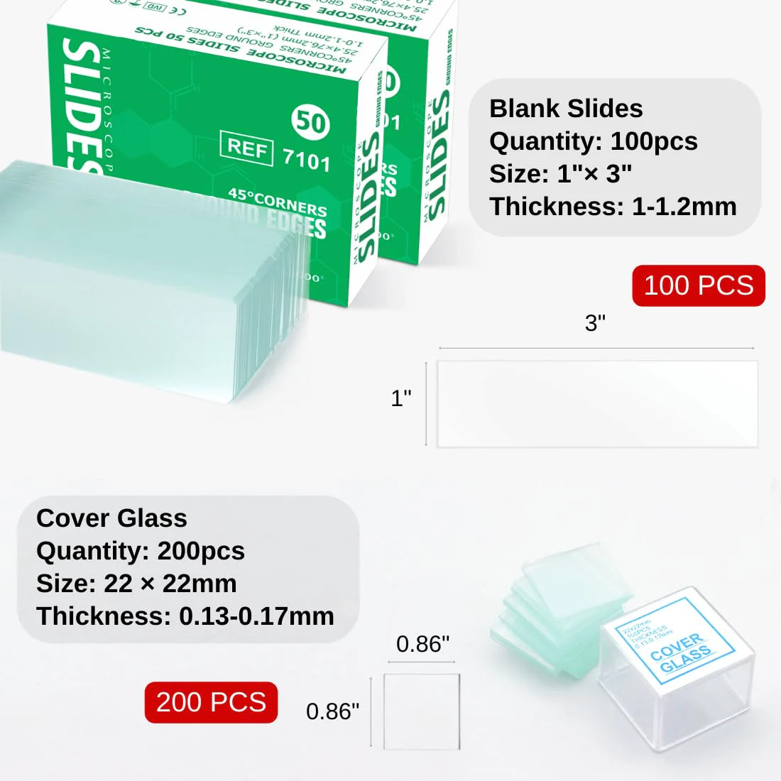 ZEEGOO Microscope Slides and Covers, Pre-Cleaned Optical Glass, High Light Transmittance, 100 Slides + 200 Coverslips, Ground Edges & 45° Corners, Fits Most Microscopes, Classroom, Lab & Home Use 300 - Image 6