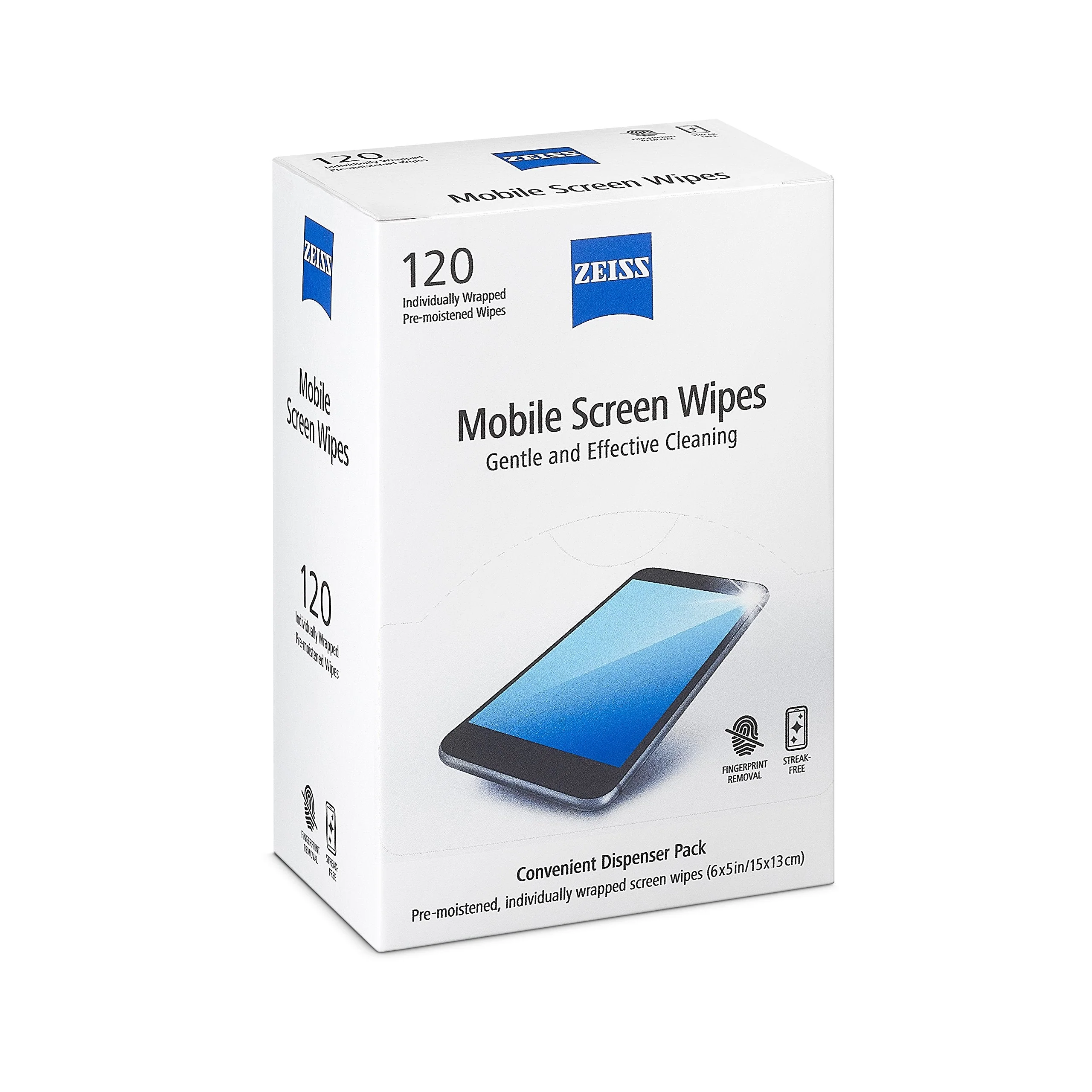 ZEISS Pre-Moistened Wipes, Screen Cleaner, 120 Count 120 count Box screen wipes - Image 3