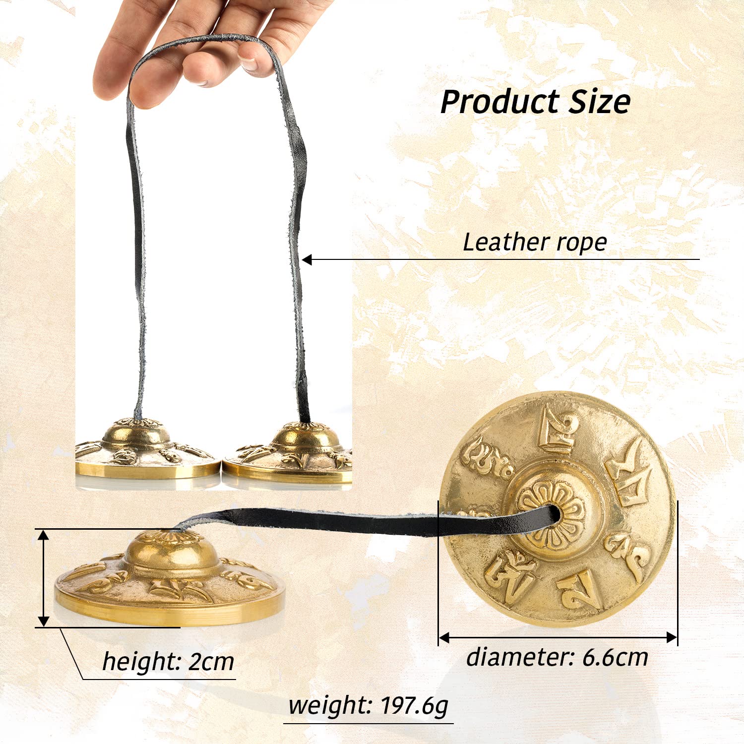 ZenBless Tibetan Tingsha Cymbals 2pcs, with Storage Box and Fabric Case, Meditation Sanskrit Brass Chime Bells for Spiritual Healing Mindfulness, Yoga Buddhist, Relaxation Musical Instruments 2.6 in(6.6cm) Sanskrit(brass) - Image 5