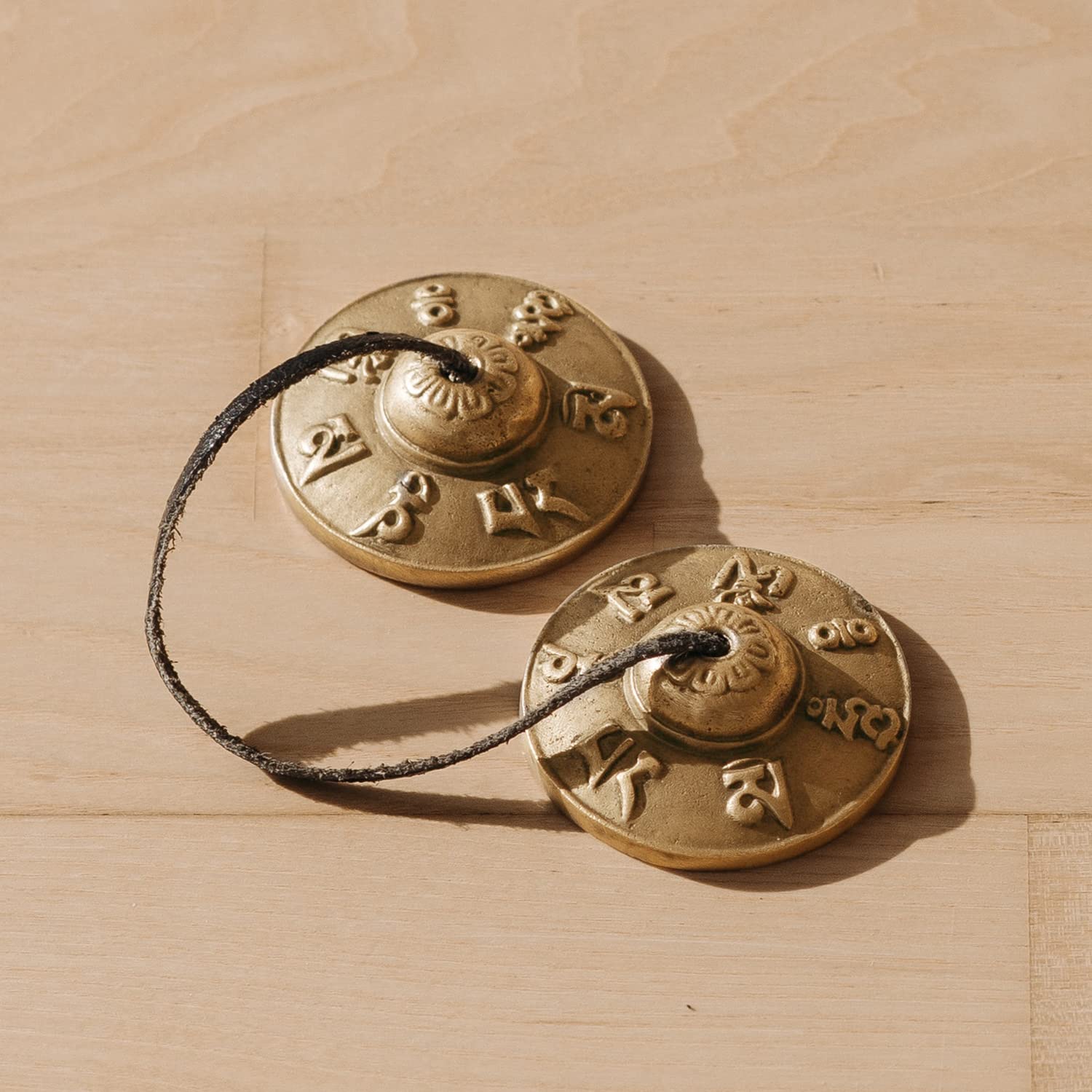 ZenBless Tibetan Tingsha Cymbals 2pcs, with Storage Box and Fabric Case, Meditation Sanskrit Brass Chime Bells for Spiritual Healing Mindfulness, Yoga Buddhist, Relaxation Musical Instruments 2.6 in(6.6cm) Sanskrit(brass) - Image 7