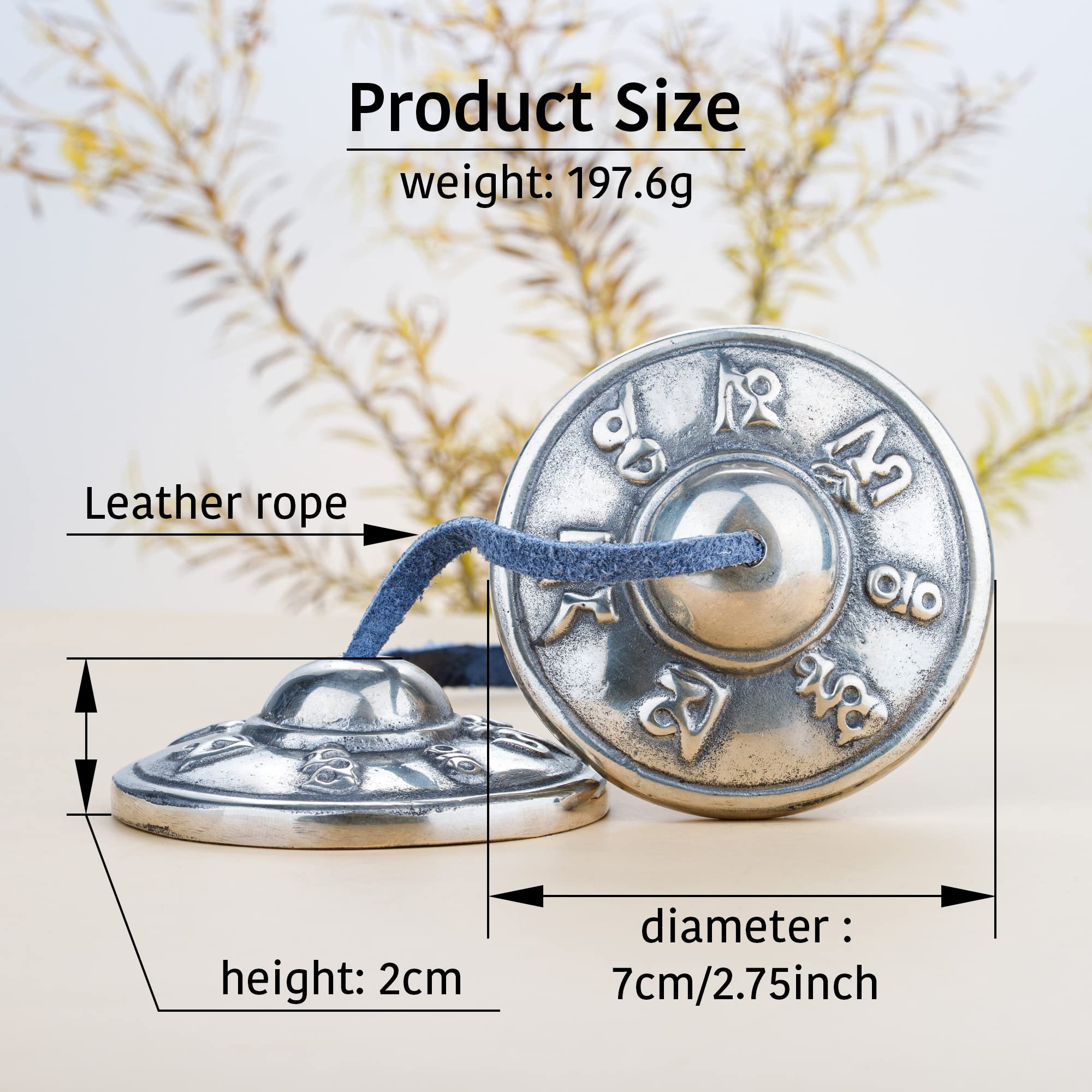 ZenBless Tibetan Tingsha Cymbals 2pcs, with Storage Box and Fabric Case, Meditation Sanskrit White Brass Chime Bells for Spiritual Healing Mindfulness, Yoga Buddhist, Relaxation Musical Instruments 2.75 in(7cm) Sanskrit(white brass) - Image 4