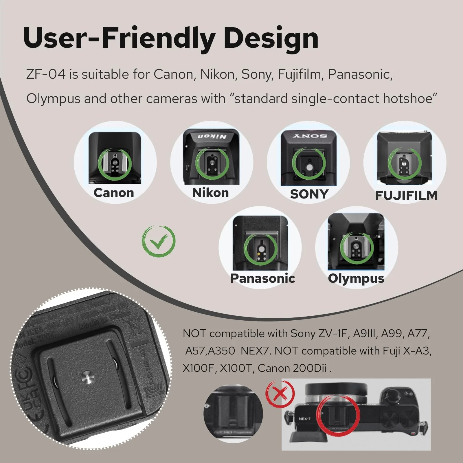 Zeniko ZF04 Lightweight On-Camera Flash,Mini Flash Speedlite, CCT 6500K±200K,372 Full-Power Flash Light with Universal Hot Shoe Mount Fit for Canon, Nikon, Sony, Fuji,Leica Cameras (Silver) Silver - Image 2