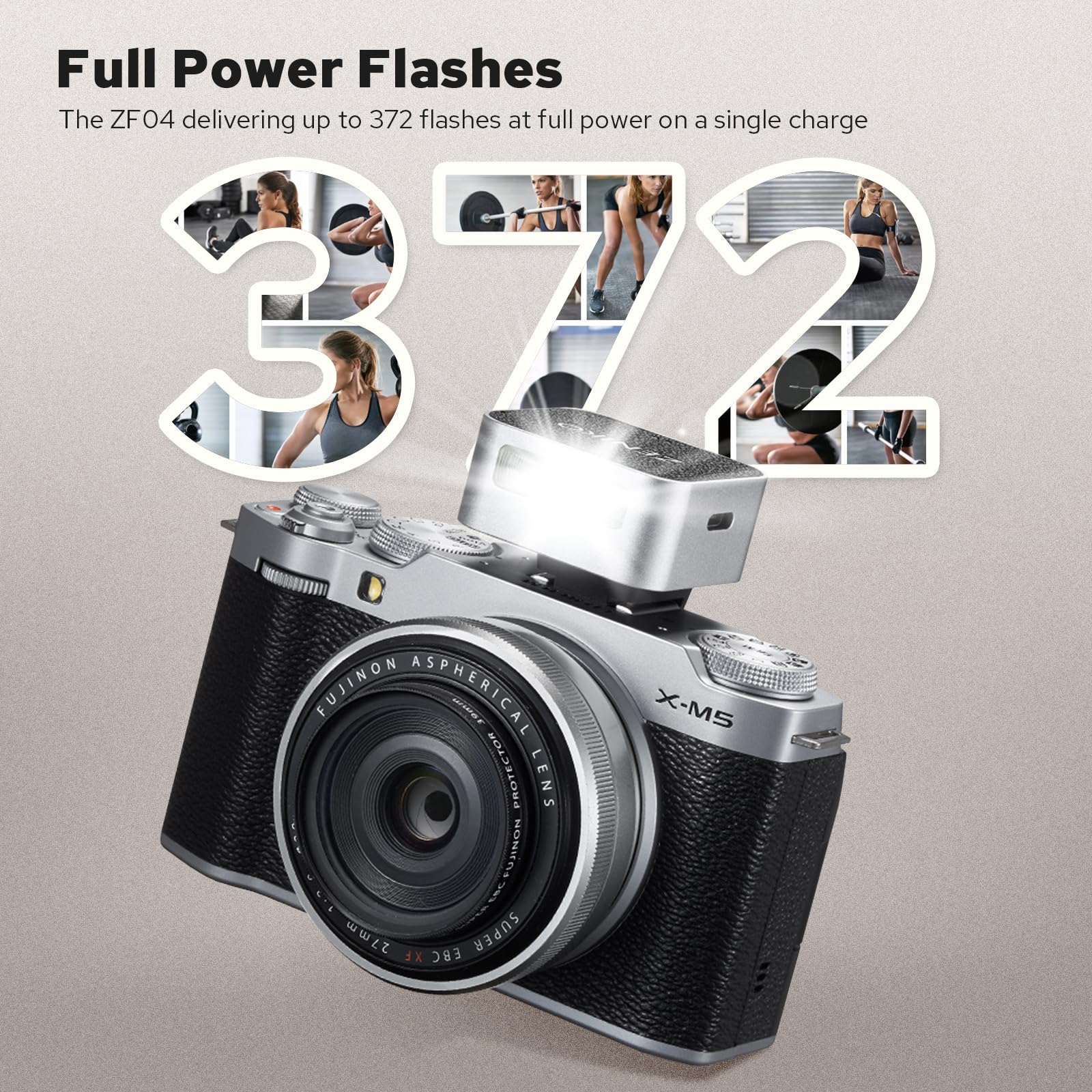 Zeniko ZF04 Lightweight On-Camera Flash,Mini Flash Speedlite, CCT 6500K±200K,372 Full-Power Flash Light with Universal Hot Shoe Mount Fit for Canon, Nikon, Sony, Fuji,Leica Cameras (Silver) Silver - Image 5