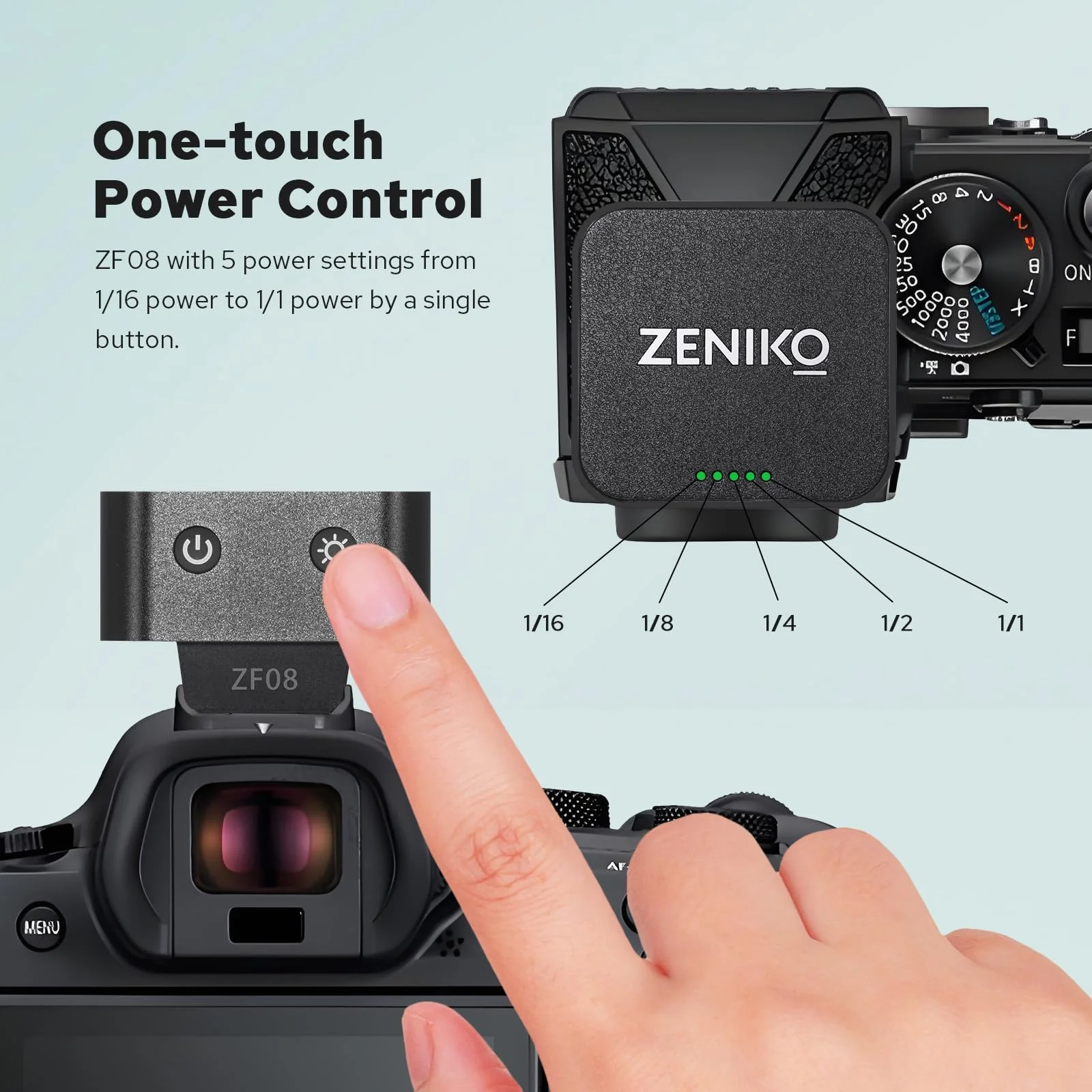 Zeniko ZF08 Aluminum Mini Flash Speedlite, 440 Full-Power On Camera Flash,CCT 6500K±200K Small Camera Flash for Canon/Fuji/Sony zv1/Sony zve10/Nikon/Panasonic Olympus Pentax/3s Recycle(Black) Black - Image 3