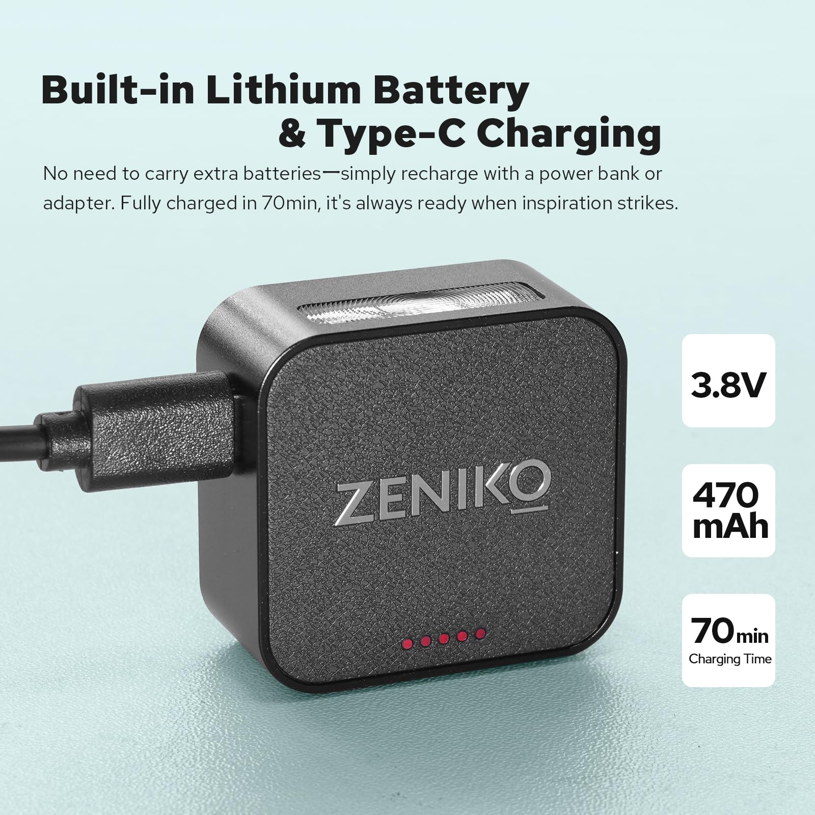 Zeniko ZF08 Aluminum Mini Flash Speedlite, 440 Full-Power On Camera Flash,CCT 6500K±200K Small Camera Flash for Canon/Fuji/Sony zv1/Sony zve10/Nikon/Panasonic Olympus Pentax/3s Recycle(Black) Black - Image 4