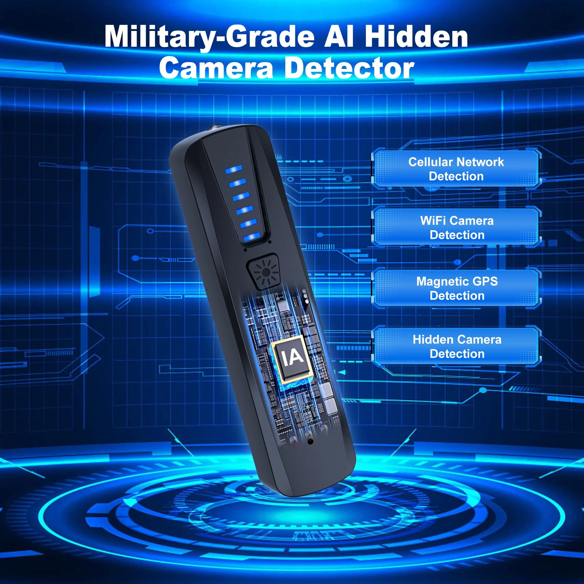 ZHENHAN Hidden Camera & Bug Detector – Portable Anti-Spy Device for GPS Trackers, Wireless Bugs | Travel, Home, Office Security (Black) Black - Image 4