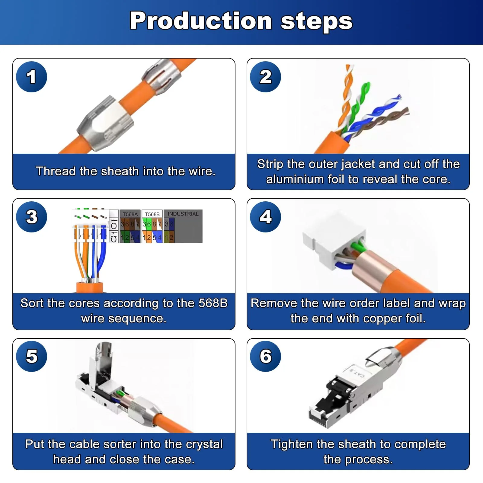 ZHITING 2 x CAT 7 RJ45 Connector Network Connector for Rigid LAN Cable Installation Cable Ethernet, LAN Plug Cat 7 Tool-Free LSA Fully Shielded STP, 10 Gbit/s, AWG 23-26 2cps - Image 6