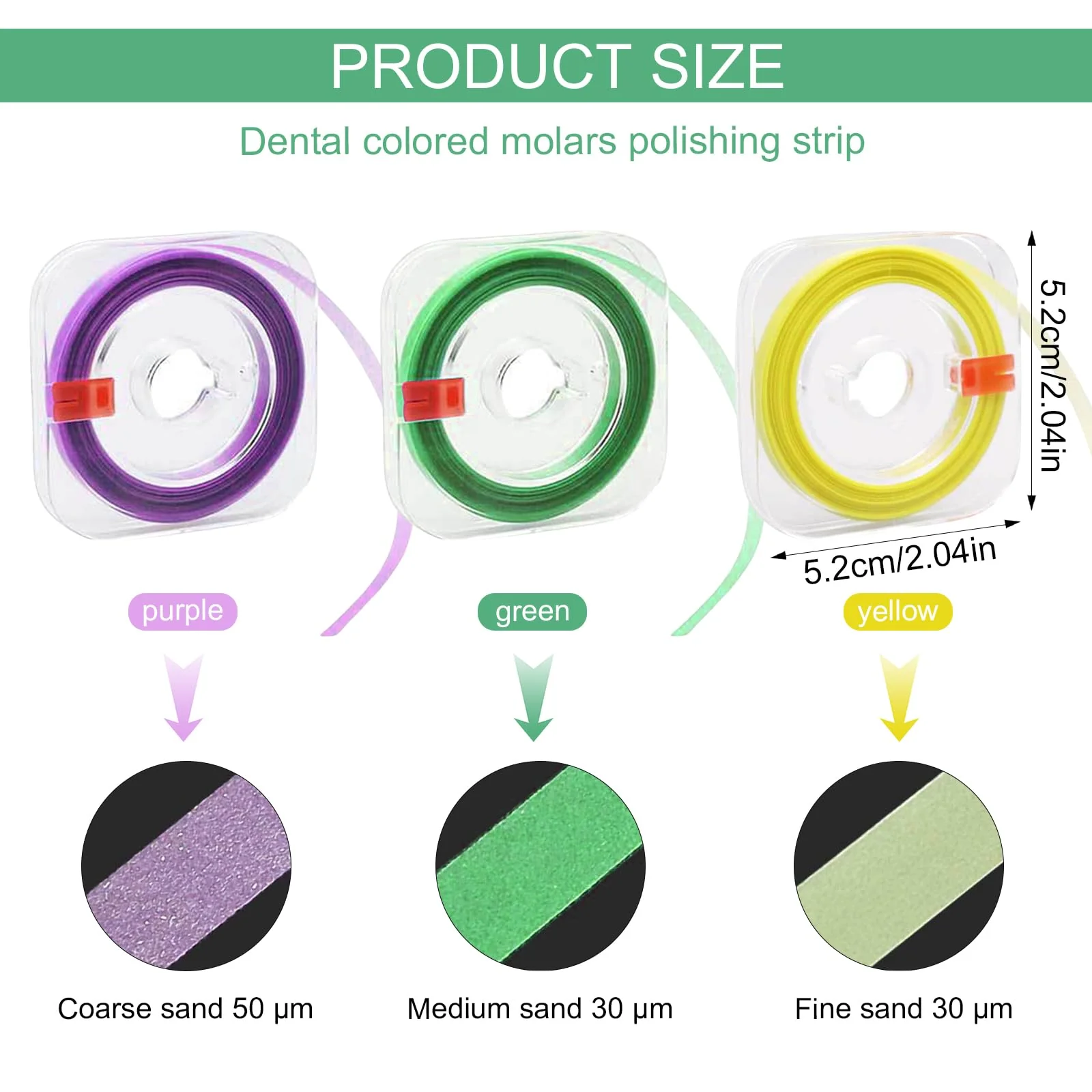 Zimoer Tooth Sandpaper, 3 Volumes Dental Polishing Strips, 20/30/50μm Size of Grains, Teeth Sandpaper for Spaces, Interdental Sanding Tools for Polishing Teeth, 4 mm x 6 m / Rolls - Image 2
