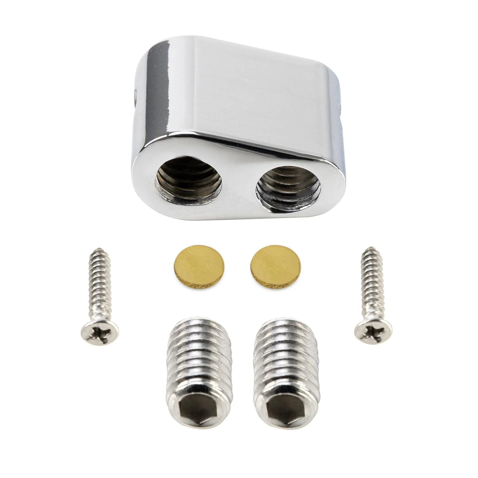 Zinc Alloy Bass Bridge String Locks Individual Locking String Retainer Clamps Electric Bass Guitar String Locking Nut for 6-String Headless Electric Bass Replacement Parts Chrome 6 Piece - Image 4