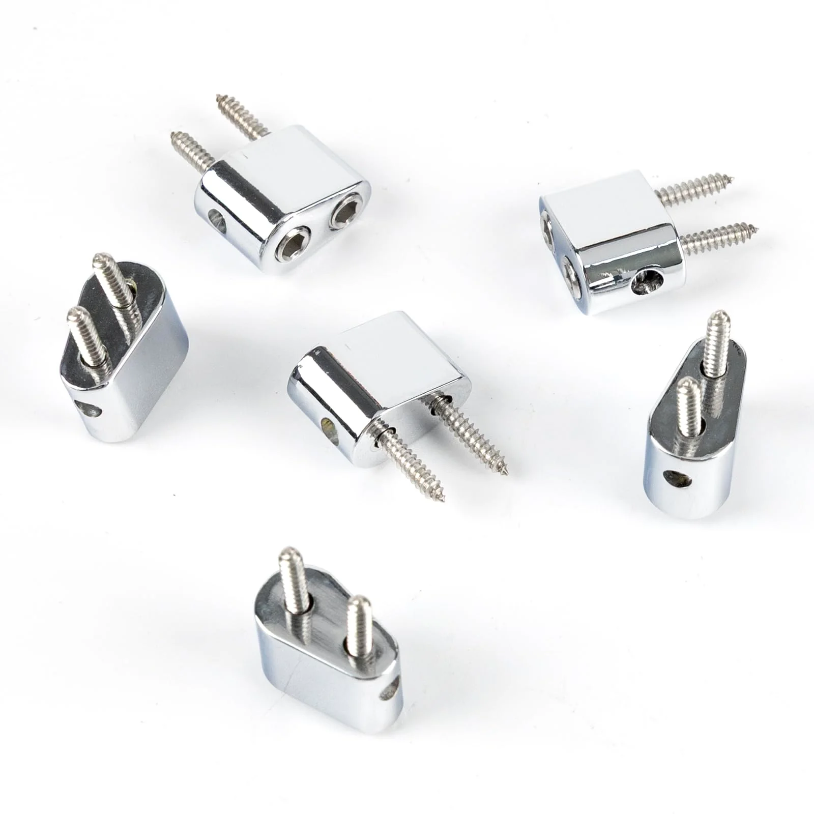 Zinc Alloy Bass Bridge String Locks Individual Locking String Retainer Clamps Electric Bass Guitar String Locking Nut for 6-String Headless Electric Bass Replacement Parts Chrome 6 Piece - Image 7