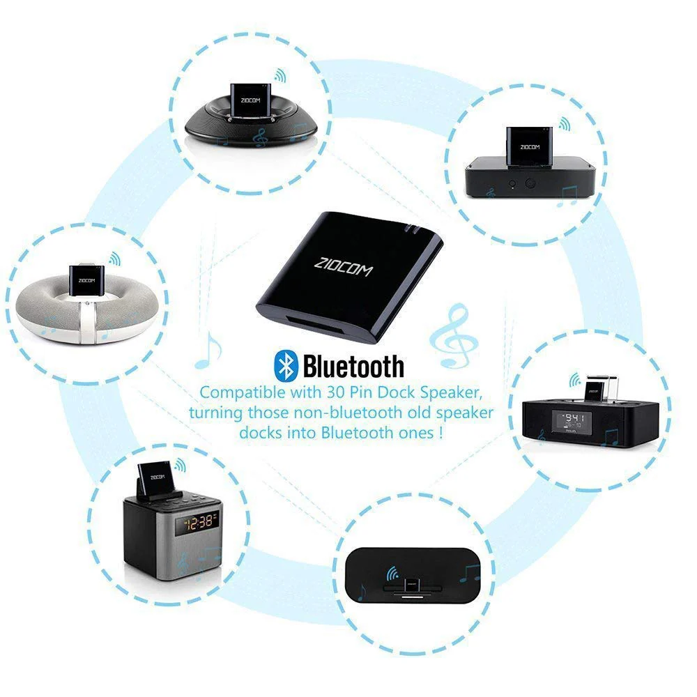 ZIOCOM [Upgrade] 30 Pin Bluetooth Adapter Audio Receiver for Bose iPod iPhone SoundDock and Other 30 Pin Dock Speakers, Upgrade Old SoundDock with 30 Pin Connector, Not for Any Cars or Motorcycles - Image 4