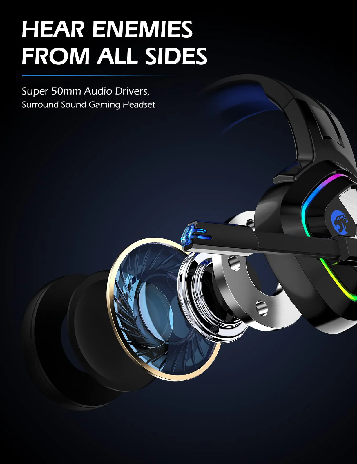 ZIUMIER Gaming Headset for PC, PS4, PS5, Xbox One, Xbox Series S/X, Switch, Noise Canceling Microphone, Stereo Surround Sound, 3.5mm Wired Gaming Headphones Blue - Image 2