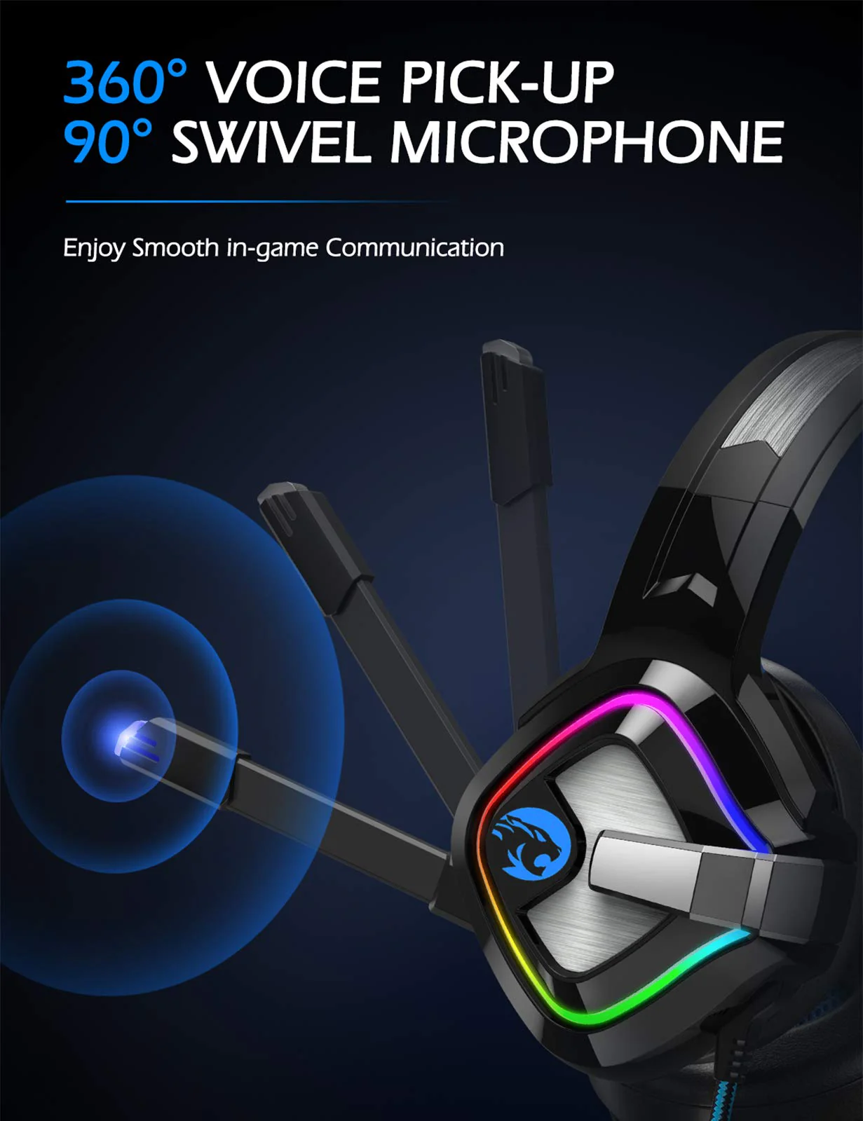 ZIUMIER Gaming Headset for PC, PS4, PS5, Xbox One, Xbox Series S/X, Switch, Noise Canceling Microphone, Stereo Surround Sound, 3.5mm Wired Gaming Headphones Blue - Image 3