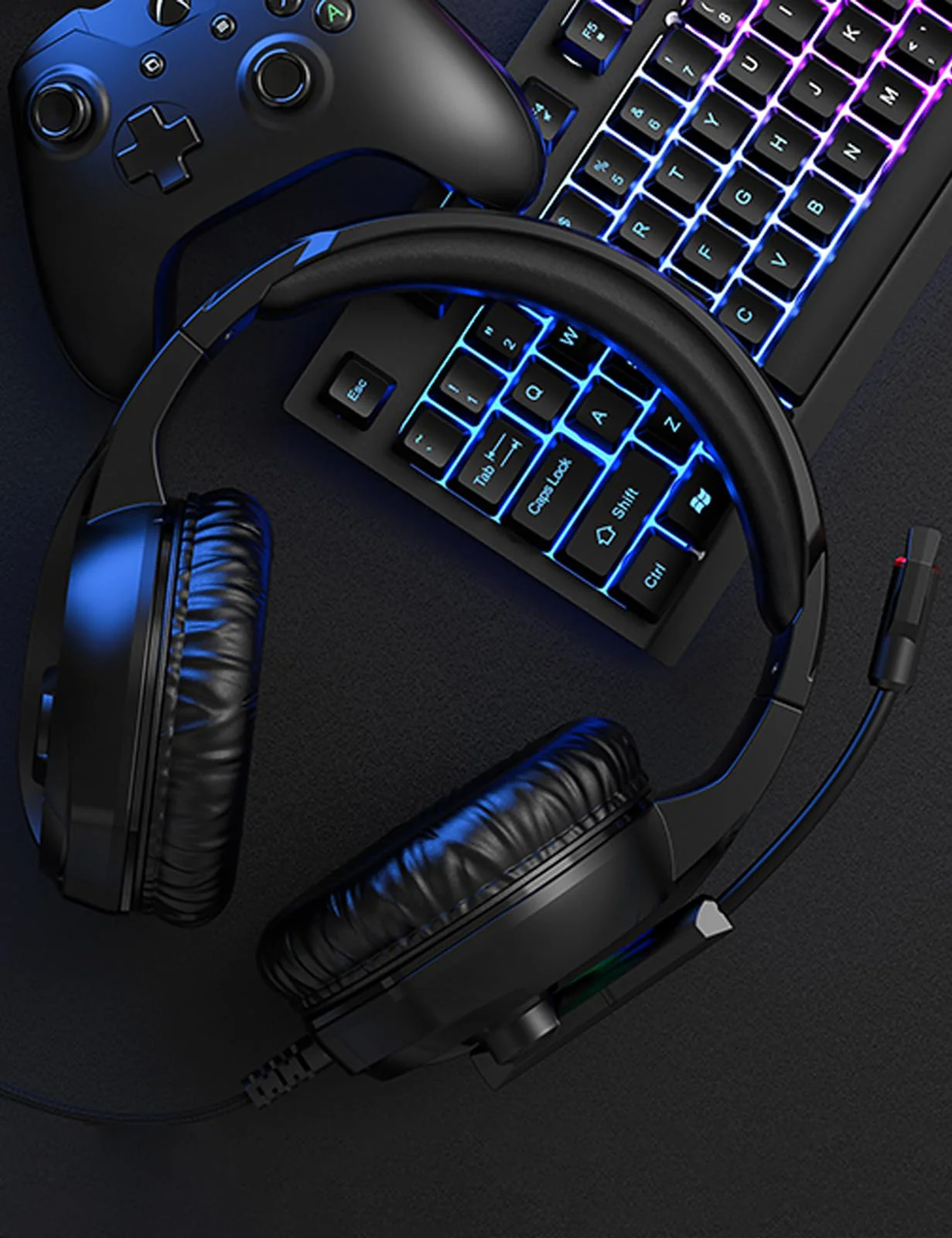 ZIUMIER Gaming Headset with Microphone, Compatible with PS4 PS5 Xbox One PC Laptop, Over-Ear Headphones with LED RGB Light, Noise Canceling Mic, 7.1 Stereo Surround Sound Black - Image 7