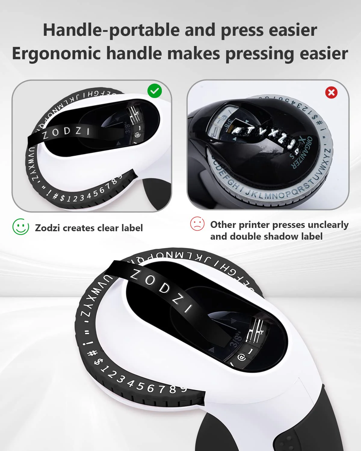 Zodzi Embossing Label Maker Machine with Tapes, Embosser Handheld Label Machine, Vintage Label Maker Embossed Labeler with 3 Rolls Emboss Tapes for Home DIY Crafting - Black - Image 5