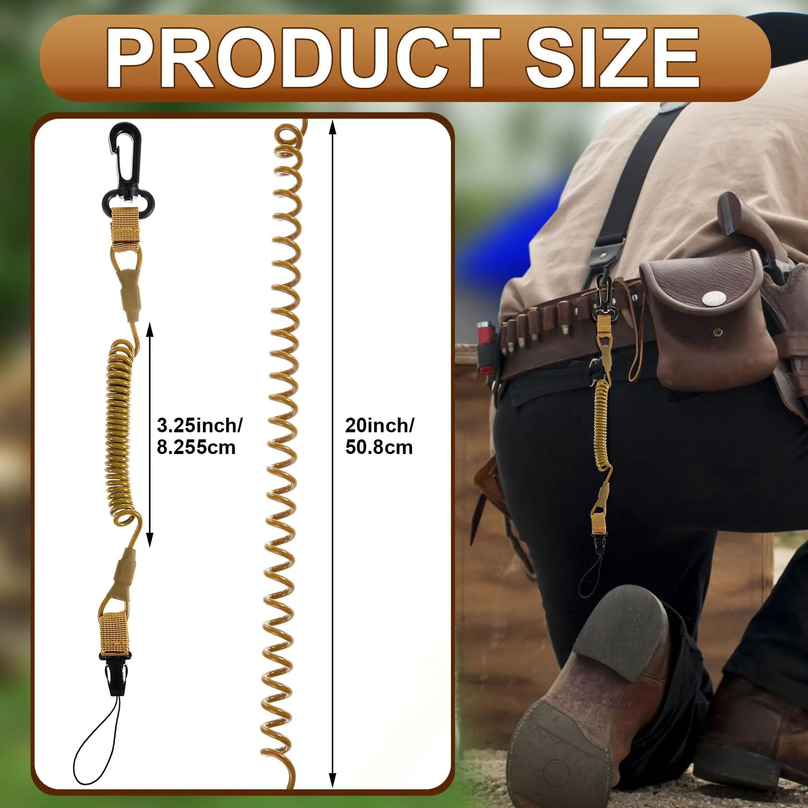 Zonon 2 Pcs Rangefinder Tether Range Finder Tether Retractable Rangefinder Lanyard Coiled Equipment Lanyard for Hunting Khaki Small - Image 2