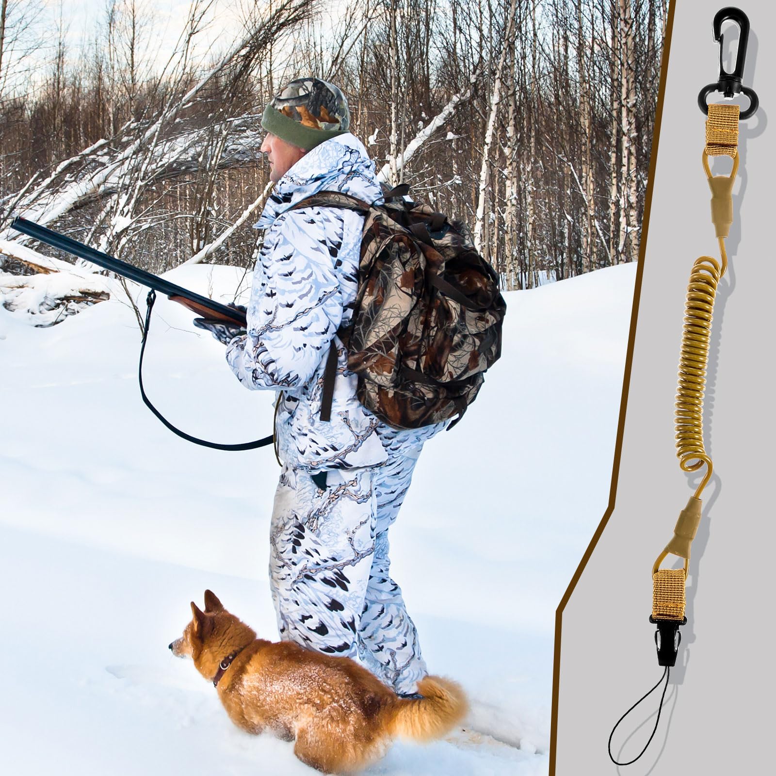 Zonon 2 Pcs Rangefinder Tether Range Finder Tether Retractable Rangefinder Lanyard Coiled Equipment Lanyard for Hunting Khaki Small - Image 7
