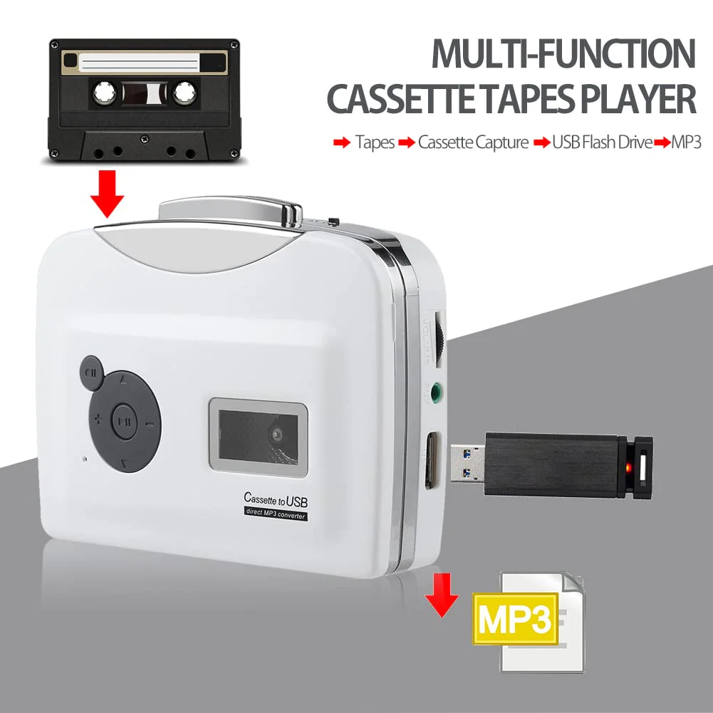 Zopsc Transfer Cassettes Tapes to USB Flash Drive Cassette Tape to MP3 Converter Plug and Play Support Battery Powered and USB Powered, Suitable for Windows XP/Vista / 7 - Image 4
