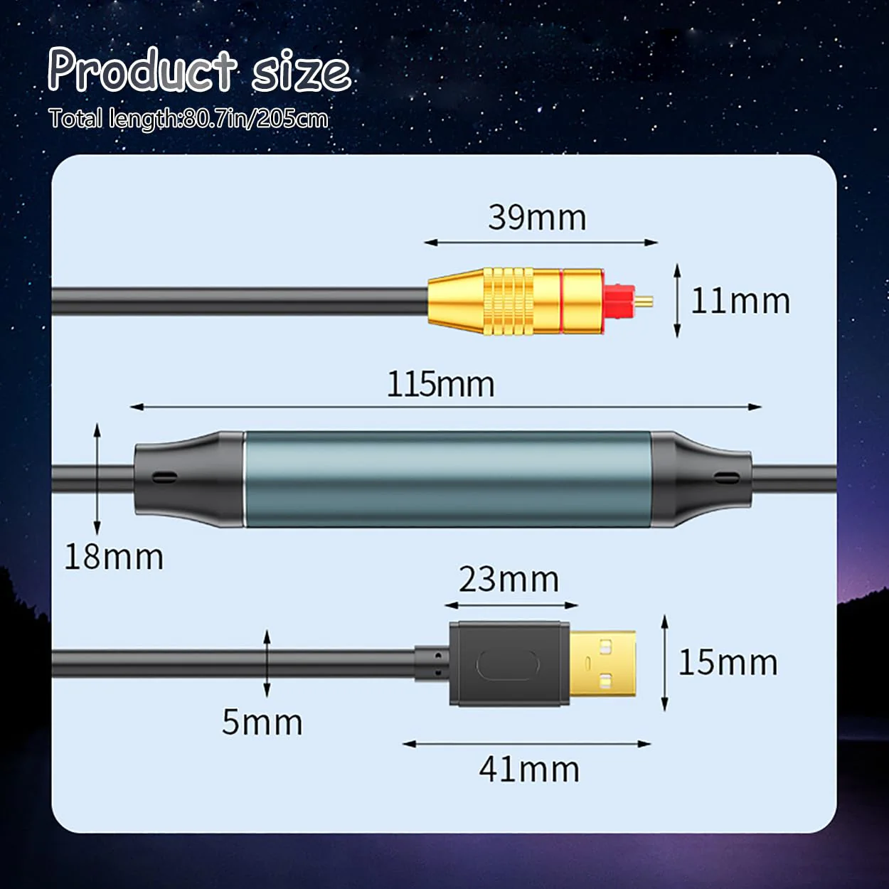 ZORZA 1Pcs Plug-and-Play USB to Optical Audio Adapter Cable Unidirectional USB A Male to SPDIF Port Converter Cord for Laptops Desktops Speakers High-Speed PC Sound Card 1.5m/4.92ft - Image 4