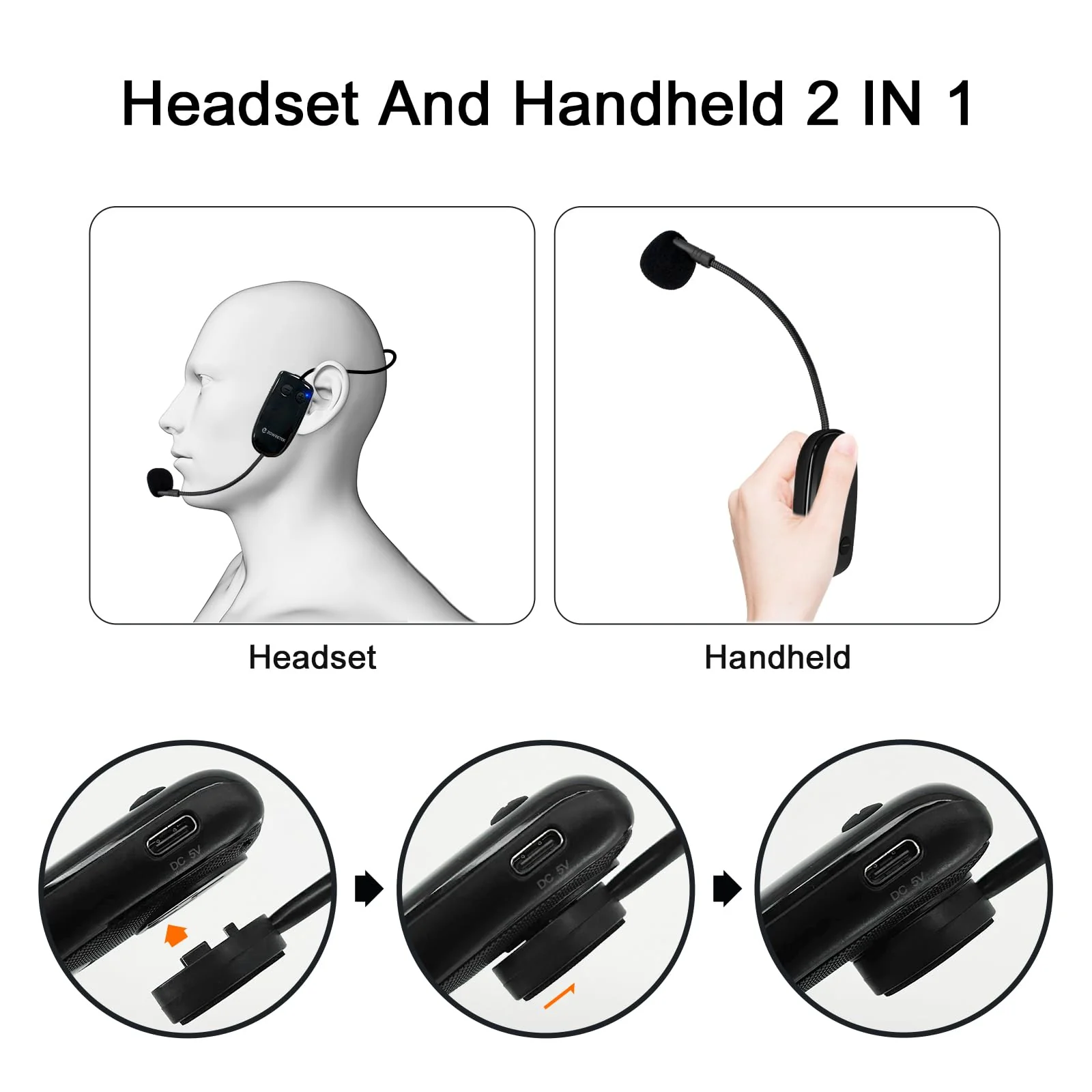 ZOWEETEK Wireless Microphone Headset,UHF Headset Mic System,165ft Range,Support Voice Amplifier,PA System,Power Amplifier etc,Suitable for Teacher,Yoga and Fitness Instructor,Training,Lecturers - Image 4