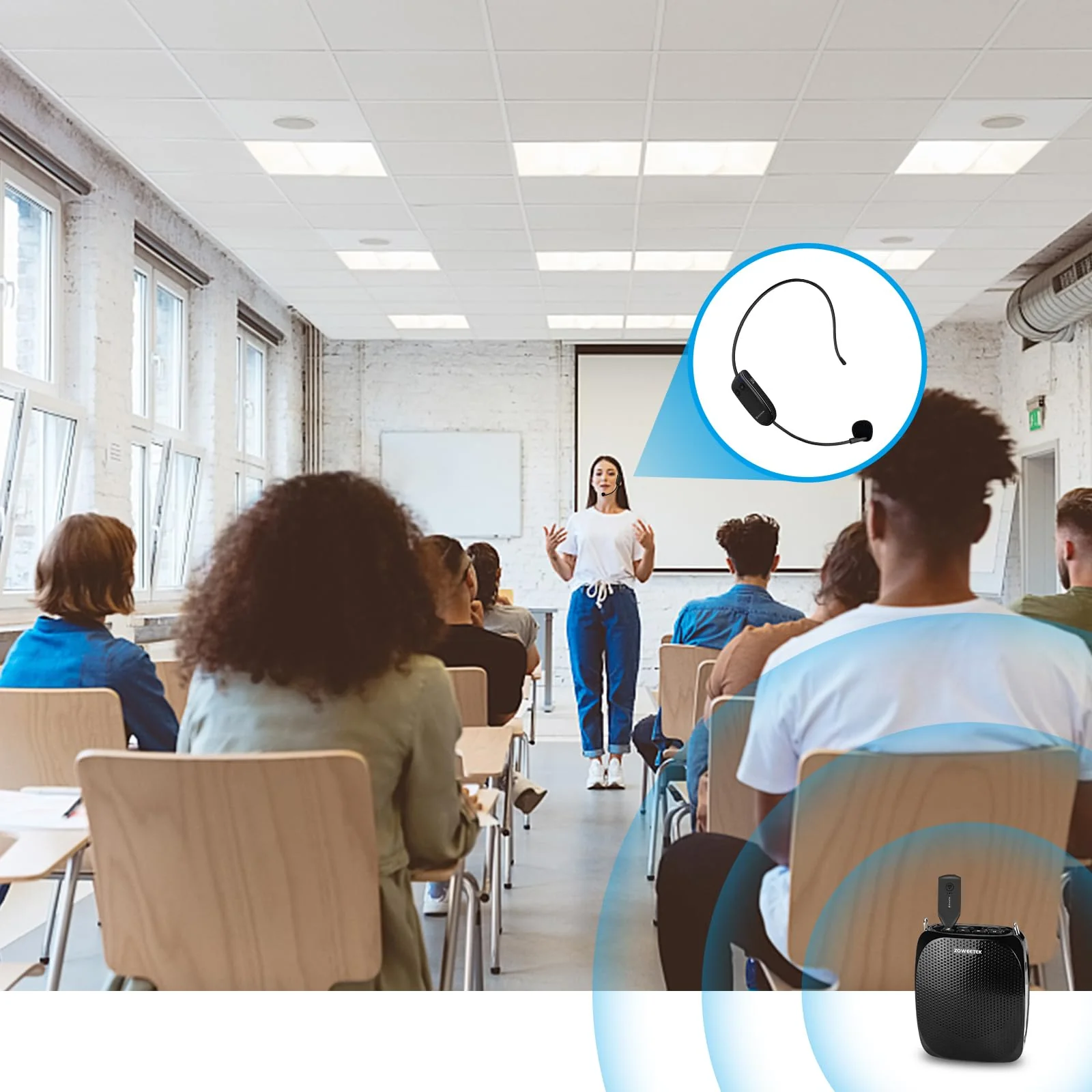 ZOWEETEK Wireless Microphone Headset,UHF Headset Mic System,165ft Range,Support Voice Amplifier,PA System,Power Amplifier etc,Suitable for Teacher,Yoga and Fitness Instructor,Training,Lecturers - Image 5