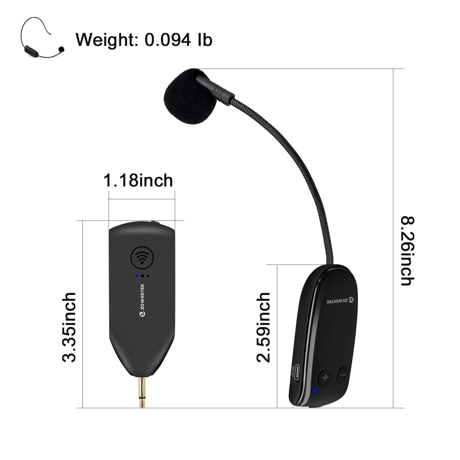 ZOWEETEK Wireless Microphone Headset,UHF Headset Mic System,165ft Range,Support Voice Amplifier,PA System,Power Amplifier etc,Suitable for Teacher,Yoga and Fitness Instructor,Training,Lecturers - Image 9