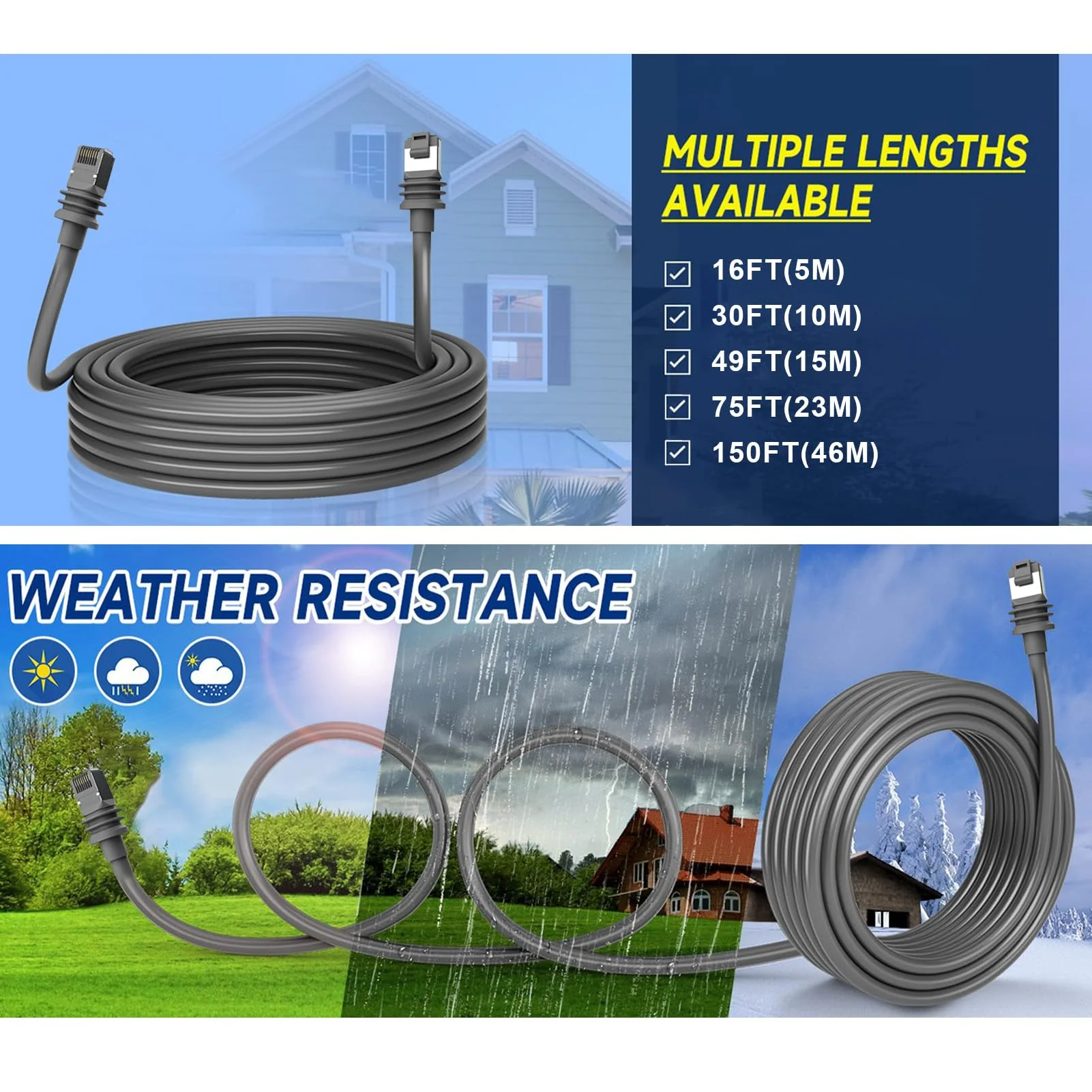 Zunate 16ft Starlink Gen 3 Cable, Starlink Cable Extension, Waterproof Satellite Replacement Cable for Starlink Gen3 V3, Standard 16Ft 5M Cable for Starlink Gen 3 Outdoor Cable 16FT(5M) 16FT(5M) - Image 5