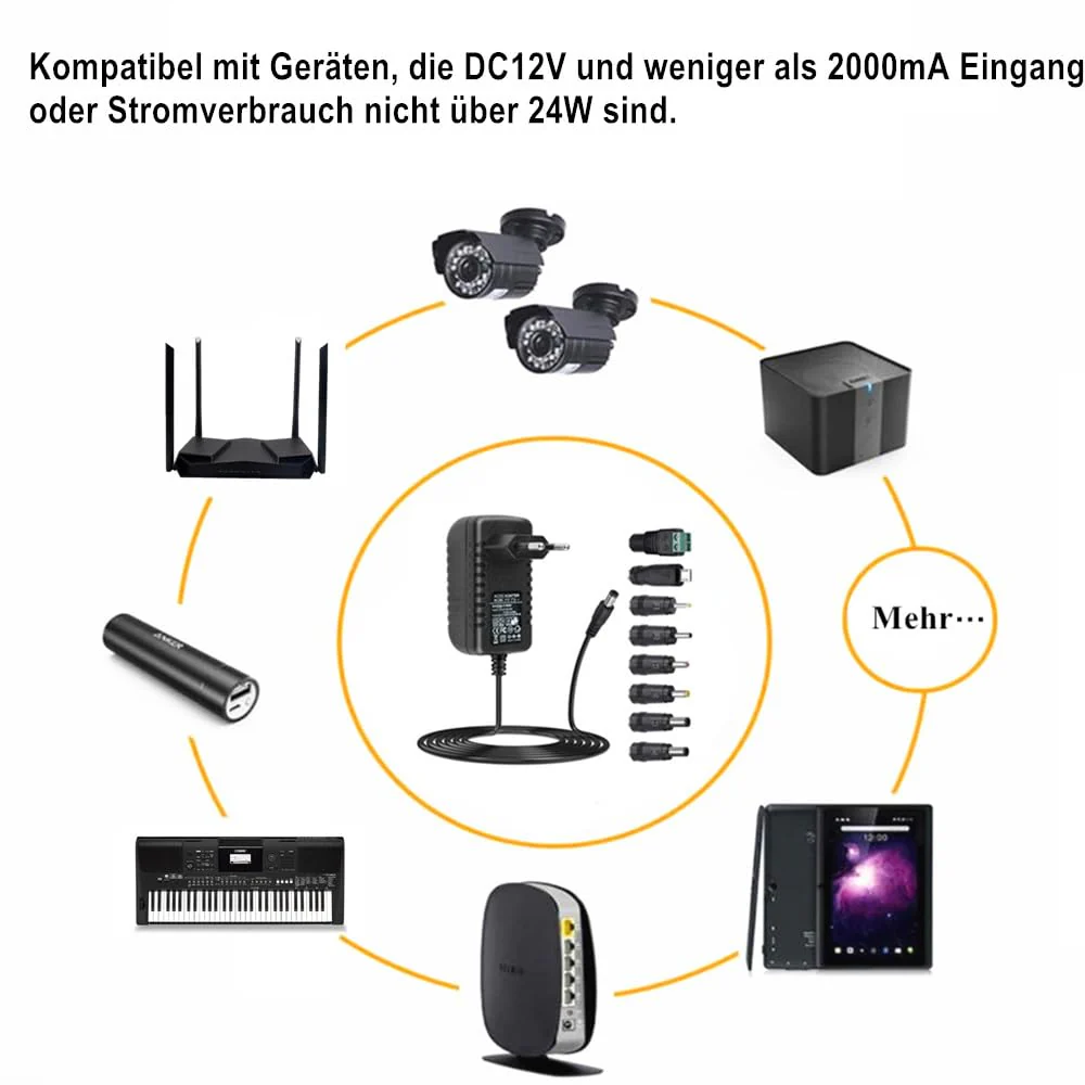 ZUOKENZU AC Adapter 12 V 2 A Power Supply AC 220 V to DC12 V 500 mA 1000 mA 1500 mA 2000 mA Power Driver 5.5 mm with 8 DC Plug Adapters Inverter Charger Transformer AC-DC Adapter (DC12V~2A) DC 12 V - 2 A - Image 8