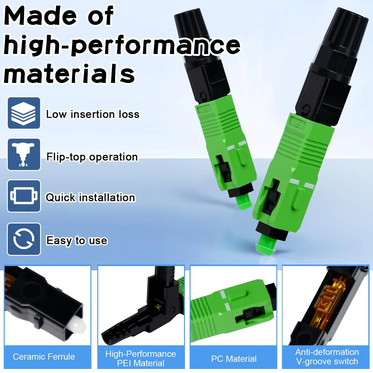 Zuxbolf 12 Stück Glasfaser Verbinder SC/APC Stecker Glasfaser Schnellverbinder Schnelle Adapter Glasfaserstecker Schnellkupplung Glasfaseranschluss für Singlemode Glasfaserverbindungen - Image 3