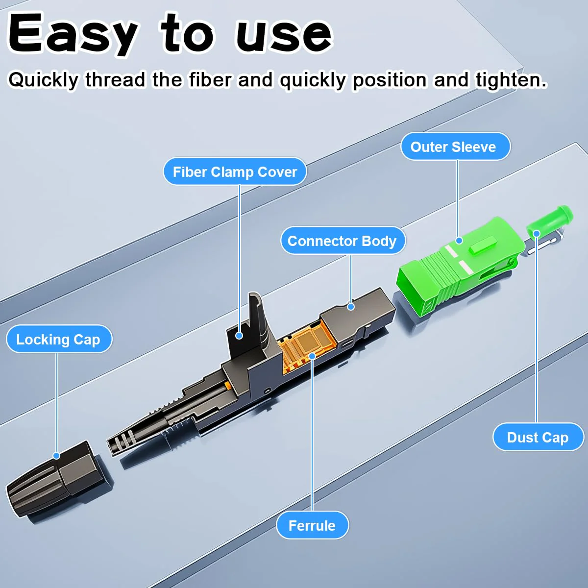 Zuxbolf 12 Stück Glasfaser Verbinder SC/APC Stecker Glasfaser Schnellverbinder Schnelle Adapter Glasfaserstecker Schnellkupplung Glasfaseranschluss für Singlemode Glasfaserverbindungen - Image 4